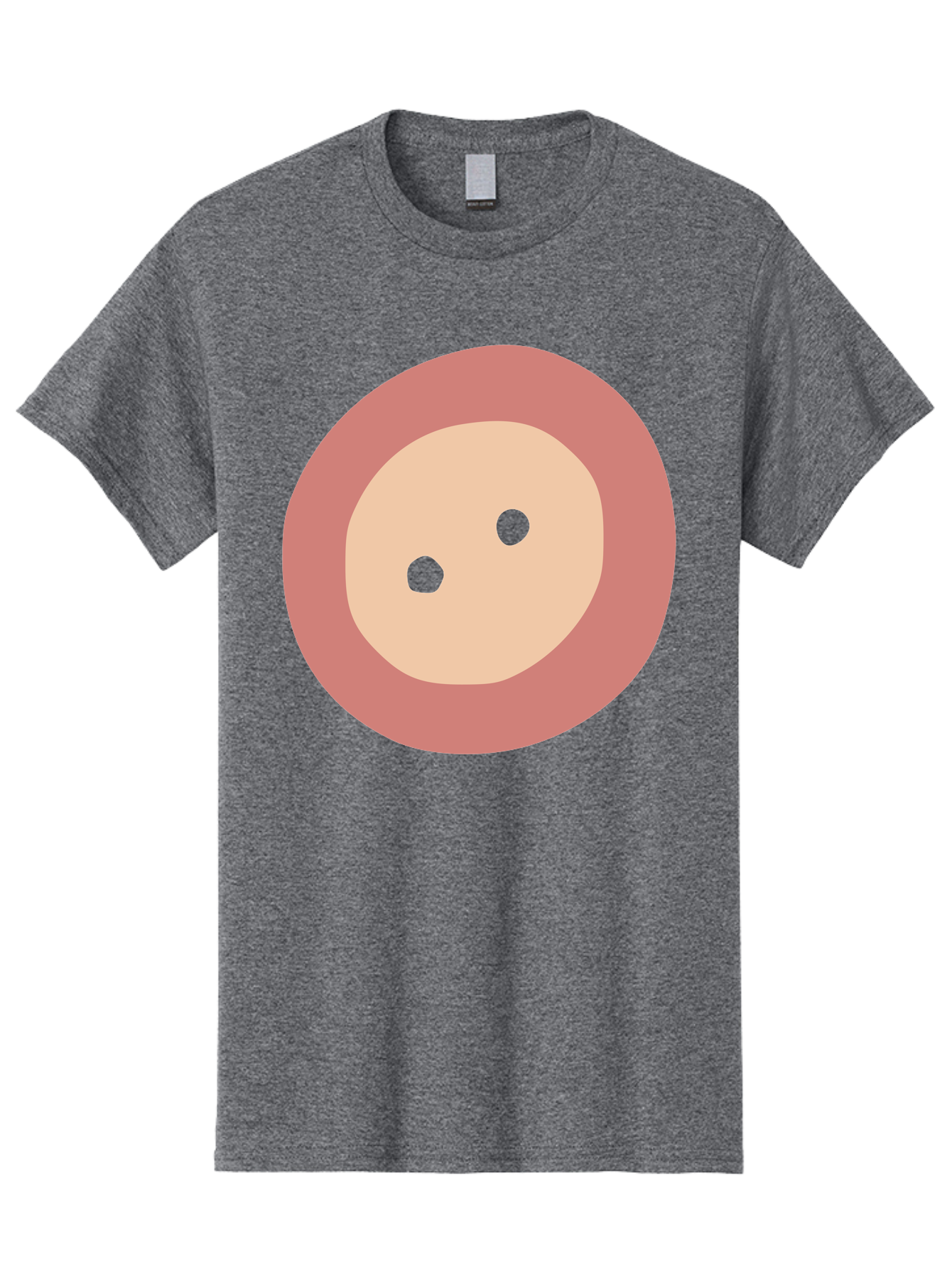 Face-With-Green-Eyes Men'S Graphic Tee, 100% Cotton, Comfortable Casual Summer Wear, Machine Washable, Simple Face, Green Eyes, Beige Skin, Pink Circle, Cartoon Character, Minimalist Design, Abstract Art, Digital Illustration Aac030