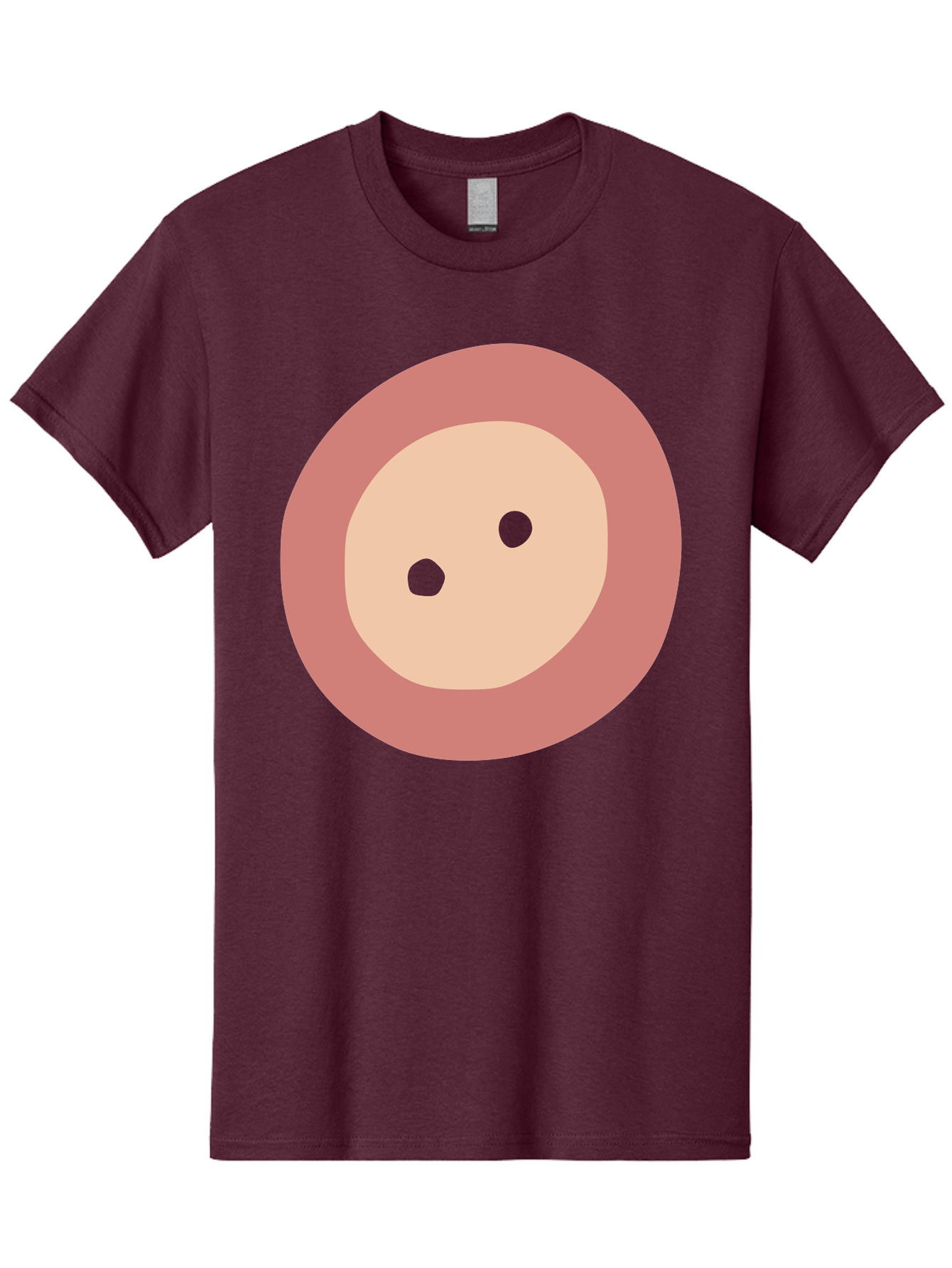 Face-With-Green-Eyes Men'S Graphic Tee, 100% Cotton, Comfortable Casual Summer Wear, Machine Washable, Simple Face, Green Eyes, Beige Skin, Pink Circle, Cartoon Character, Minimalist Design, Abstract Art, Digital Illustration Aac030