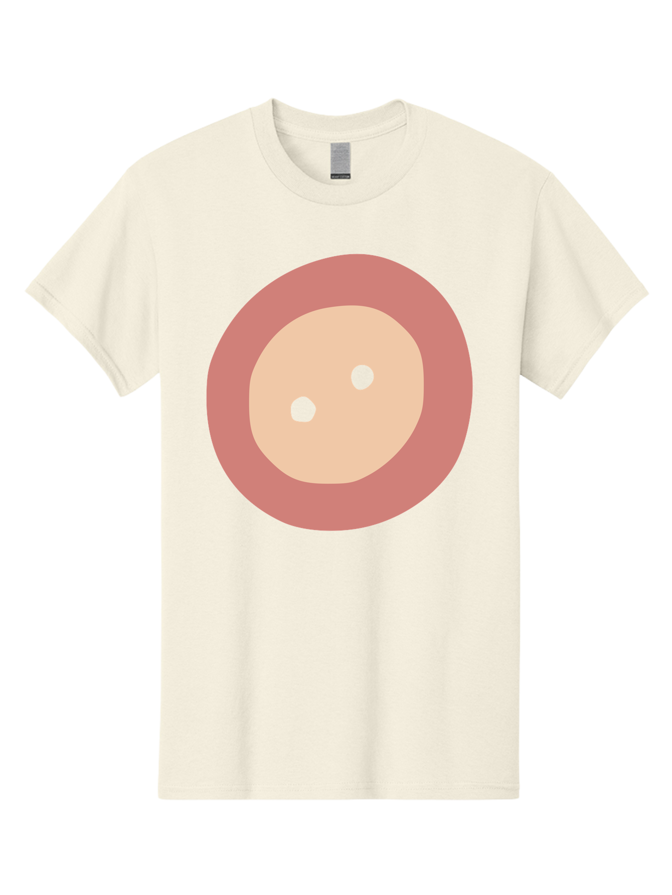 Face-With-Green-Eyes Men'S Graphic Tee, 100% Cotton, Comfortable Casual Summer Wear, Machine Washable, Simple Face, Green Eyes, Beige Skin, Pink Circle, Cartoon Character, Minimalist Design, Abstract Art, Digital Illustration Aac030