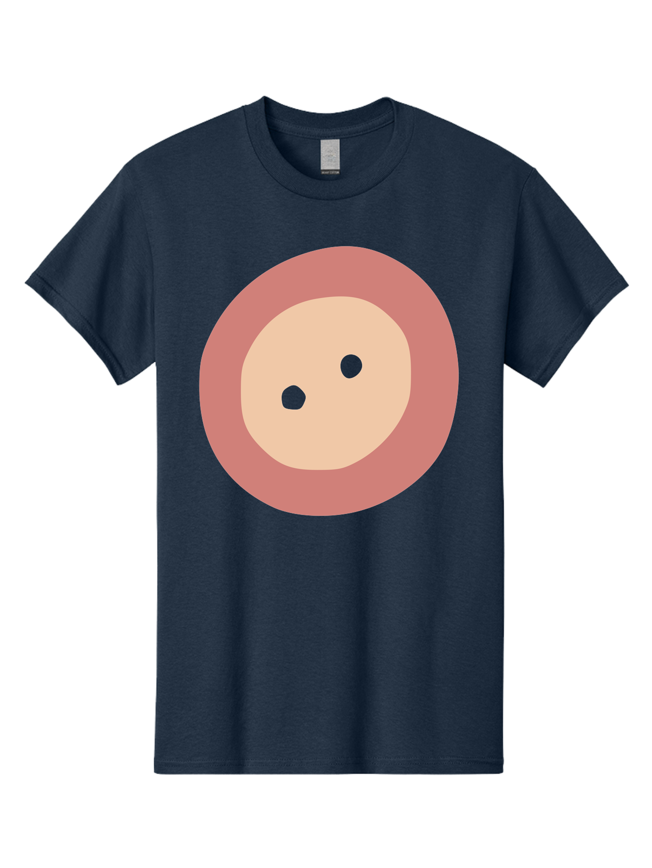 Face-With-Green-Eyes Men'S Graphic Tee, 100% Cotton, Comfortable Casual Summer Wear, Machine Washable, Simple Face, Green Eyes, Beige Skin, Pink Circle, Cartoon Character, Minimalist Design, Abstract Art, Digital Illustration Aac030