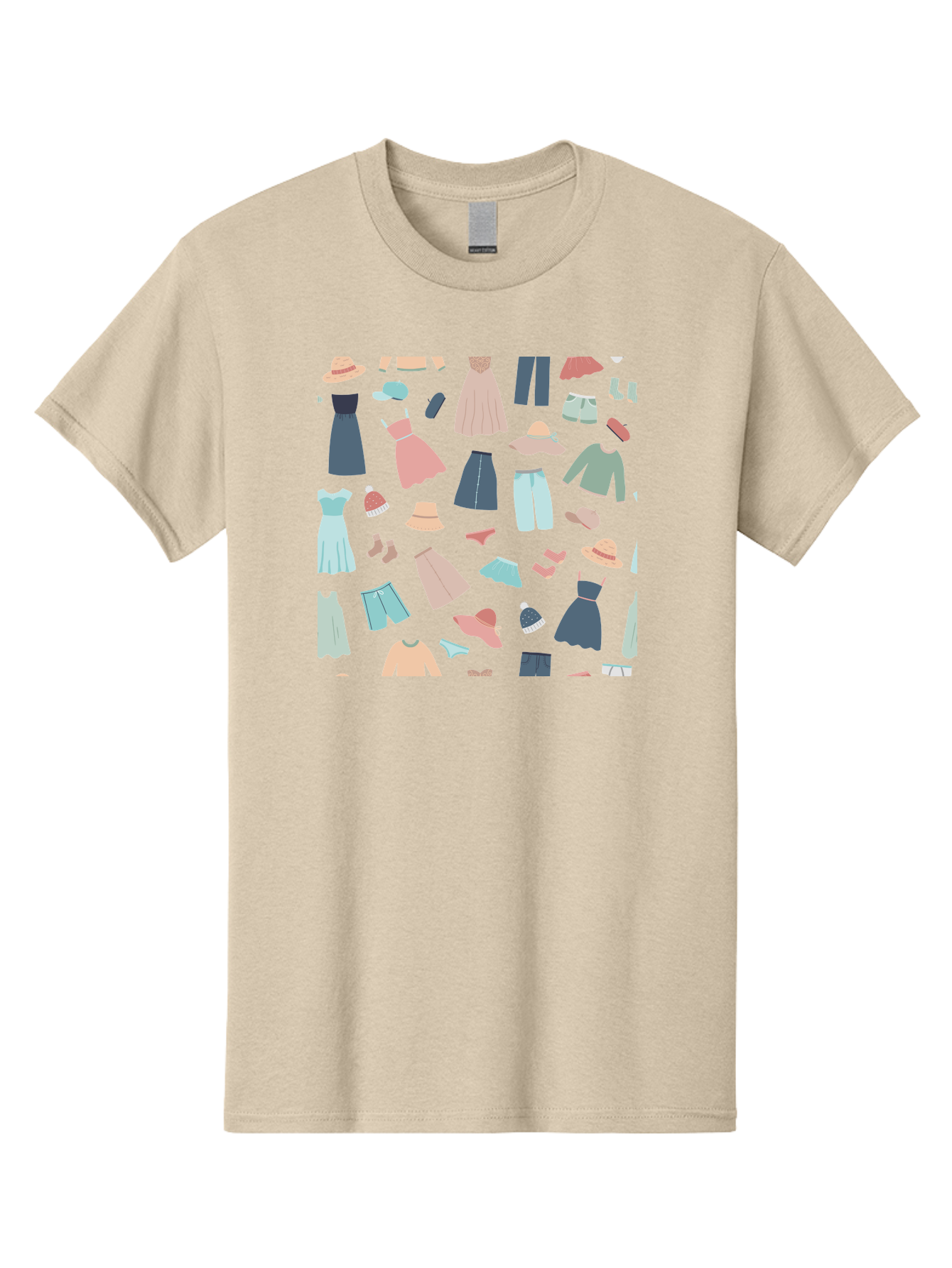 Fashion-Clothing Men'S Graphic Tee, 100% Cotton, Comfortable Casual Summer Wear, Machine Washable, Assorted Clothing Items, Pastel Colors, Fashion Accessories, Hats, Dresses, Tops, Pants, Shorts, Shoes, Casual Wear, Relaxed Fit, Aac031