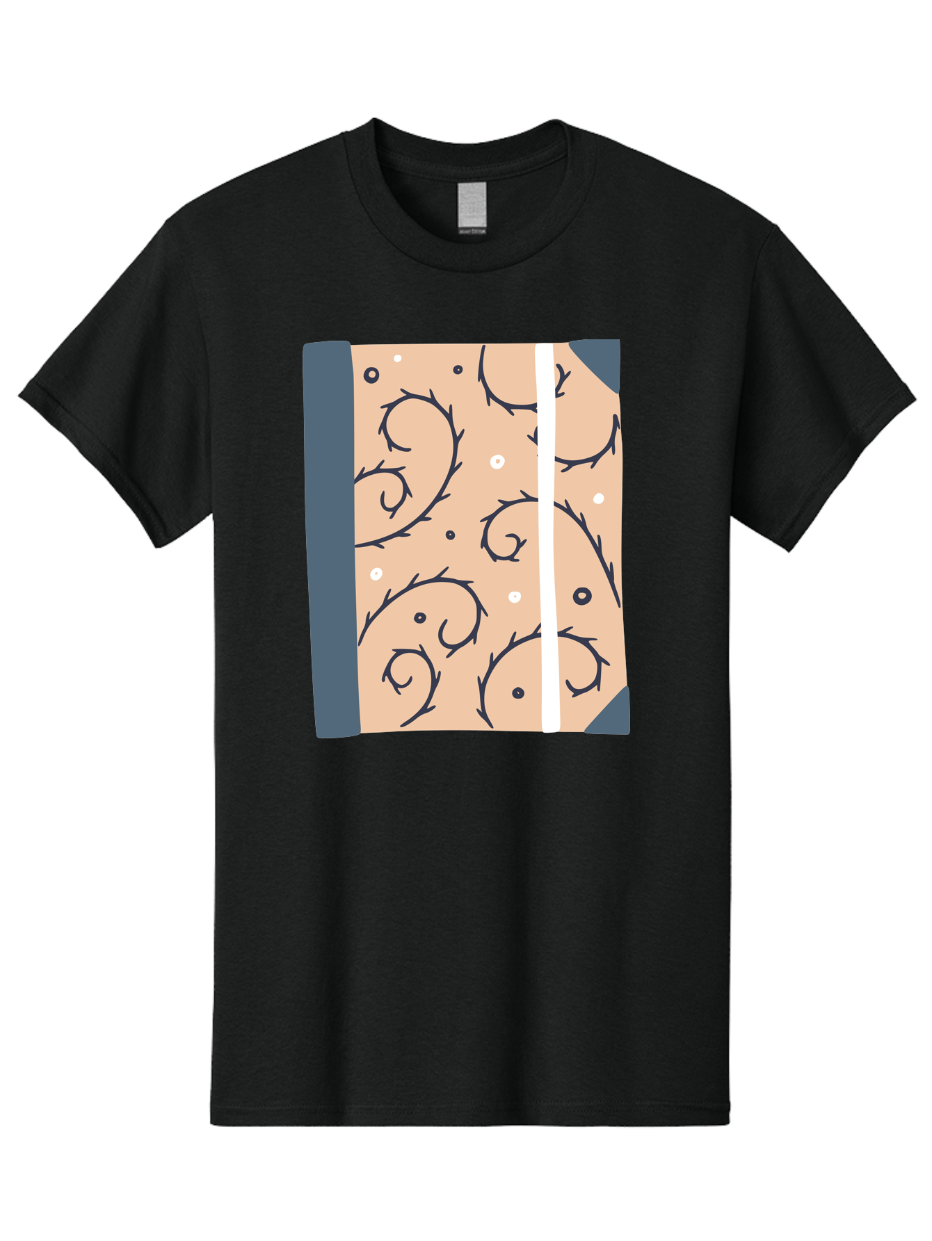 Fish-Pattern-Book Men'S Graphic Tee, 100% Cotton, Comfortable Casual Summer Wear, Machine Washable, Notebook, Journal, Fish Pattern, Peach Background, Blue Binding, Creative Design, Stationery, School Supplies, Organization Tools, Writing Pad, Aac032