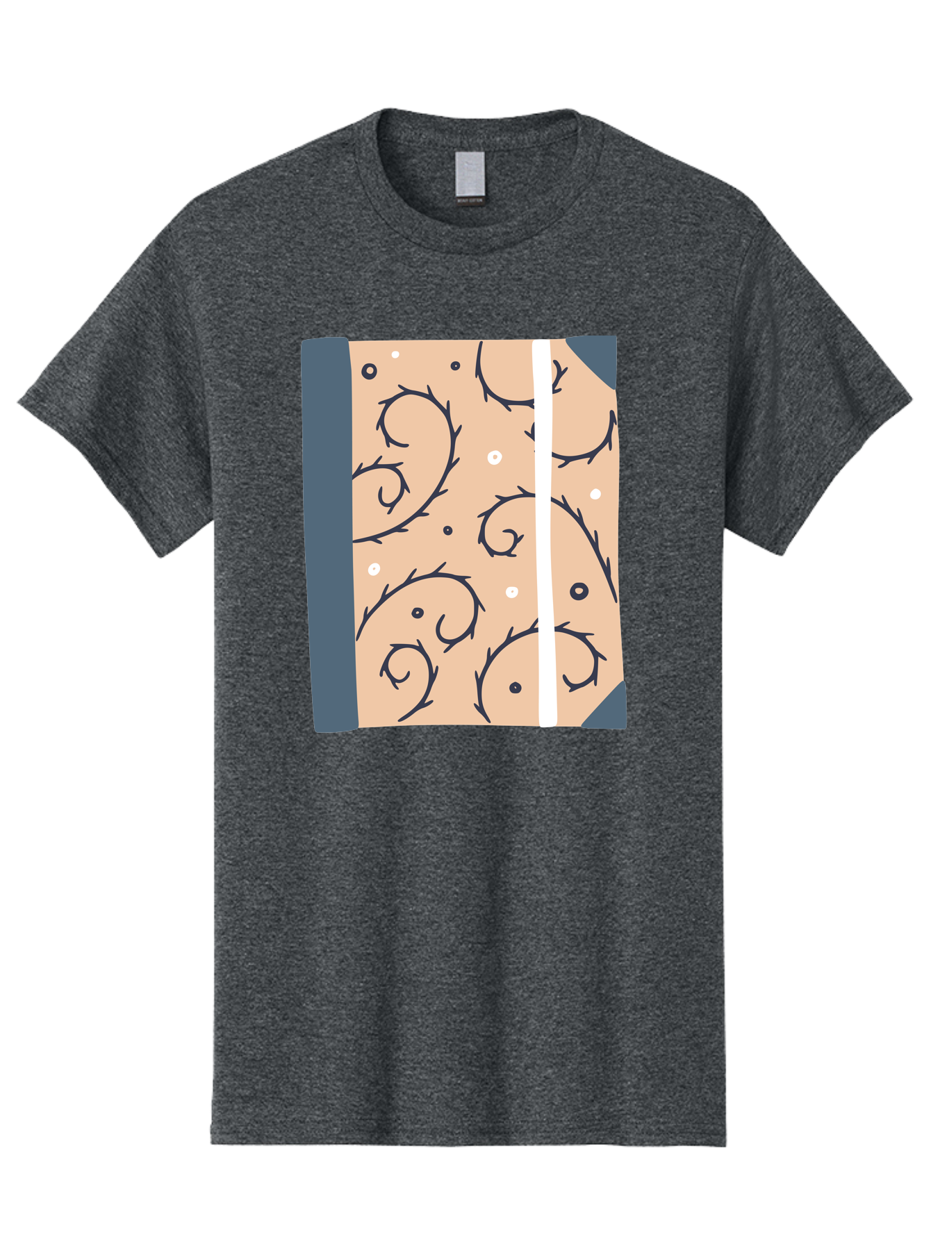 Fish-Pattern-Book Men'S Graphic Tee, 100% Cotton, Comfortable Casual Summer Wear, Machine Washable, Notebook, Journal, Fish Pattern, Peach Background, Blue Binding, Creative Design, Stationery, School Supplies, Organization Tools, Writing Pad, Aac032