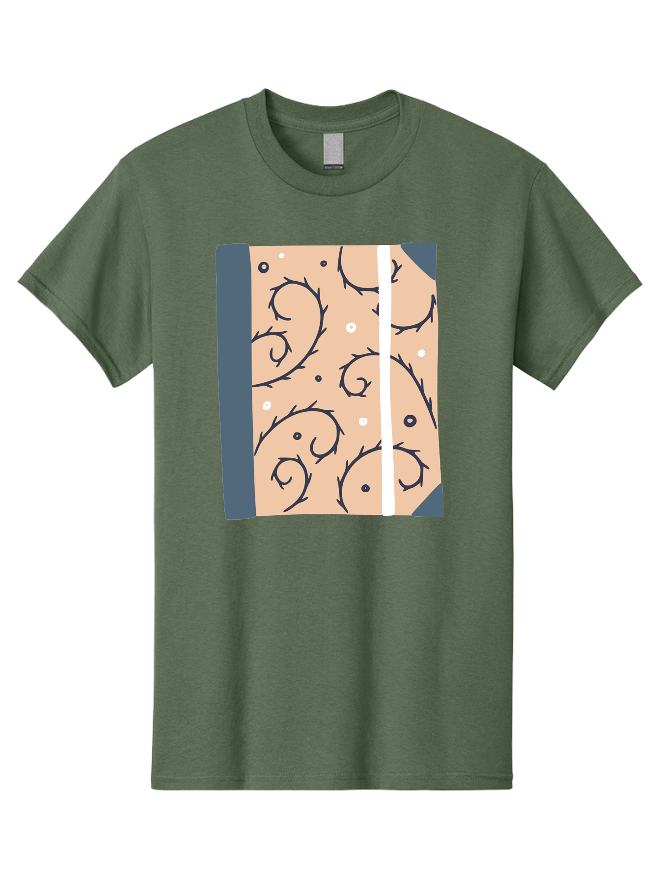 Fish-Pattern-Book Men'S Graphic Tee, 100% Cotton, Comfortable Casual Summer Wear, Machine Washable, Notebook, Journal, Fish Pattern, Peach Background, Blue Binding, Creative Design, Stationery, School Supplies, Organization Tools, Writing Pad, Aac032