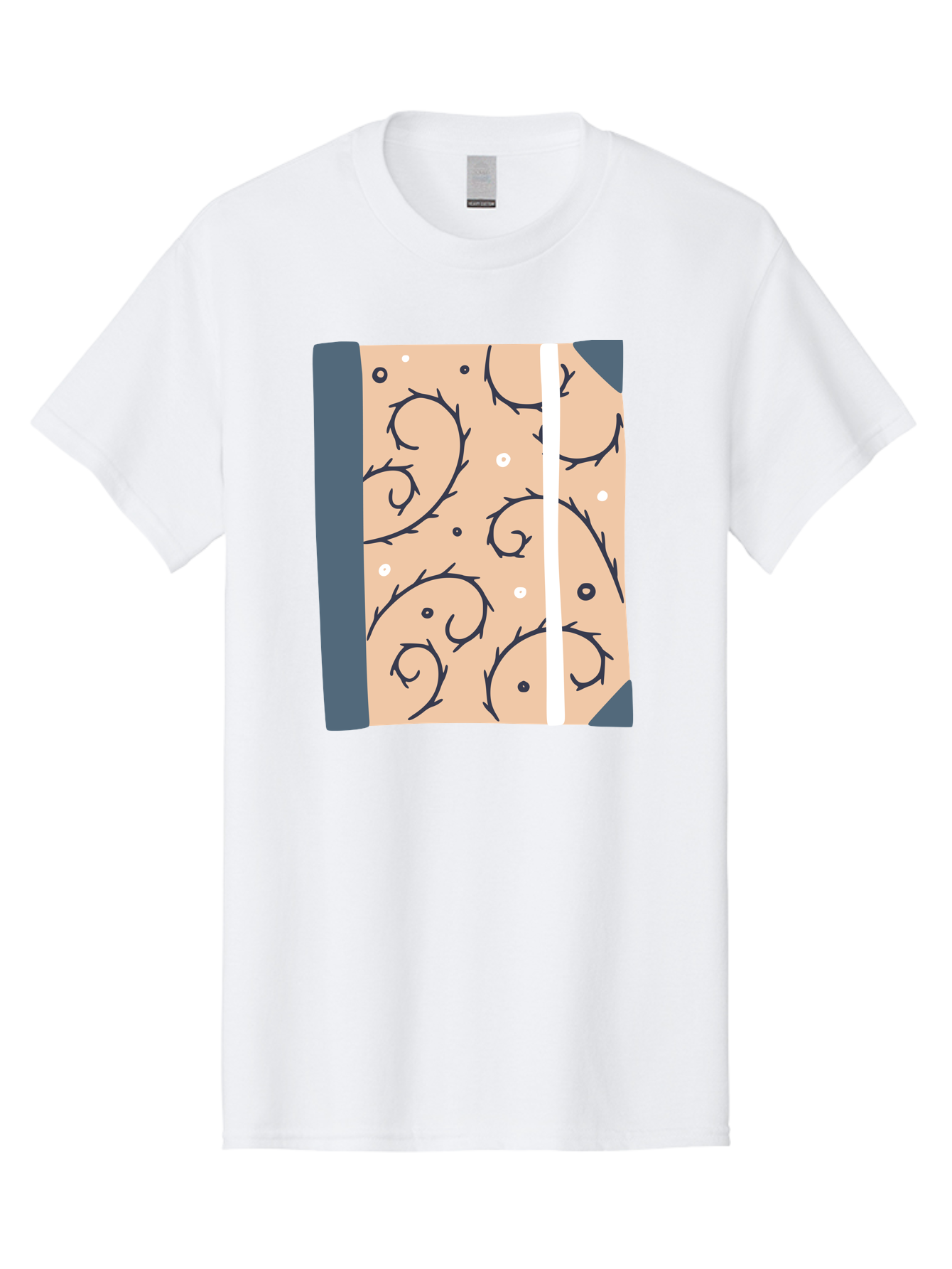 Fish-Pattern-Book Men'S Graphic Tee, 100% Cotton, Comfortable Casual Summer Wear, Machine Washable, Notebook, Journal, Fish Pattern, Peach Background, Blue Binding, Creative Design, Stationery, School Supplies, Organization Tools, Writing Pad, Aac032