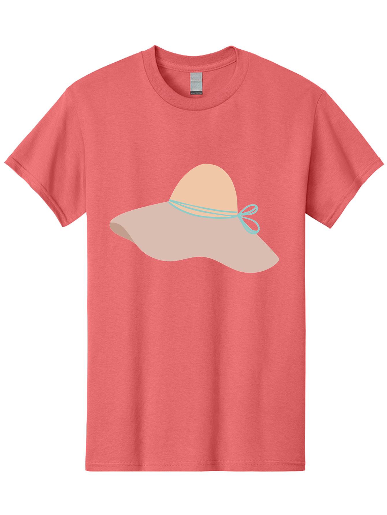 Floppy-Hat Men'S Graphic Tee, 100% Cotton, Comfortable Casual Summer Wear, Machine Washable, Summer Hat, Beach Hat, Sun Protection, Stylish Accessory, Fashion Statement, Pink Color, Blue Ribbon, Elegant Design, Women'S Fashion, Warm Weather Aac034