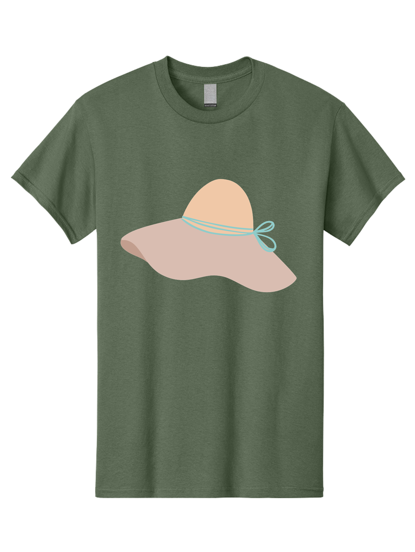 Floppy-Hat Men'S Graphic Tee, 100% Cotton, Comfortable Casual Summer Wear, Machine Washable, Summer Hat, Beach Hat, Sun Protection, Stylish Accessory, Fashion Statement, Pink Color, Blue Ribbon, Elegant Design, Women'S Fashion, Warm Weather Aac034