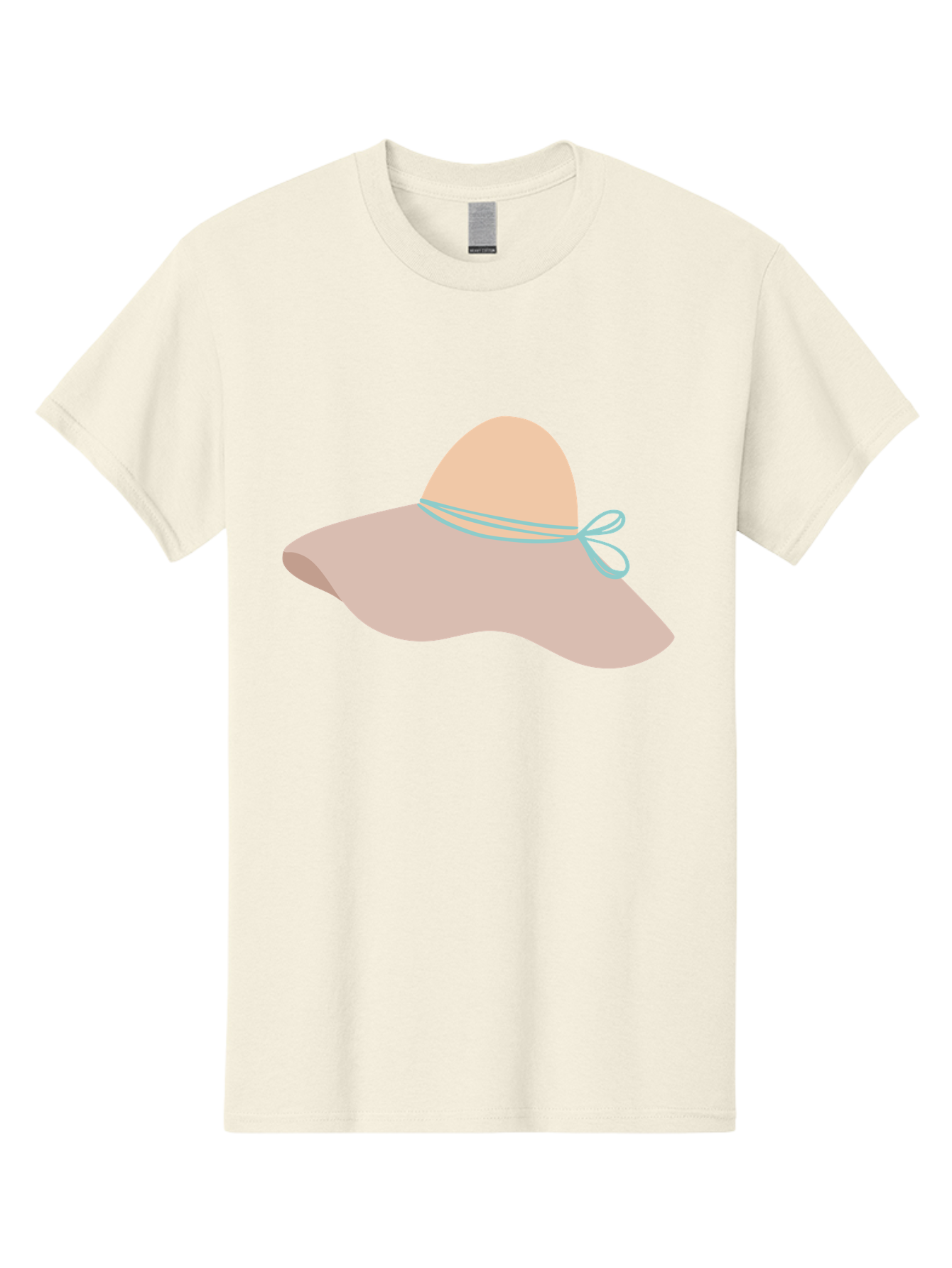 Floppy-Hat Men'S Graphic Tee, 100% Cotton, Comfortable Casual Summer Wear, Machine Washable, Summer Hat, Beach Hat, Sun Protection, Stylish Accessory, Fashion Statement, Pink Color, Blue Ribbon, Elegant Design, Women'S Fashion, Warm Weather Aac034