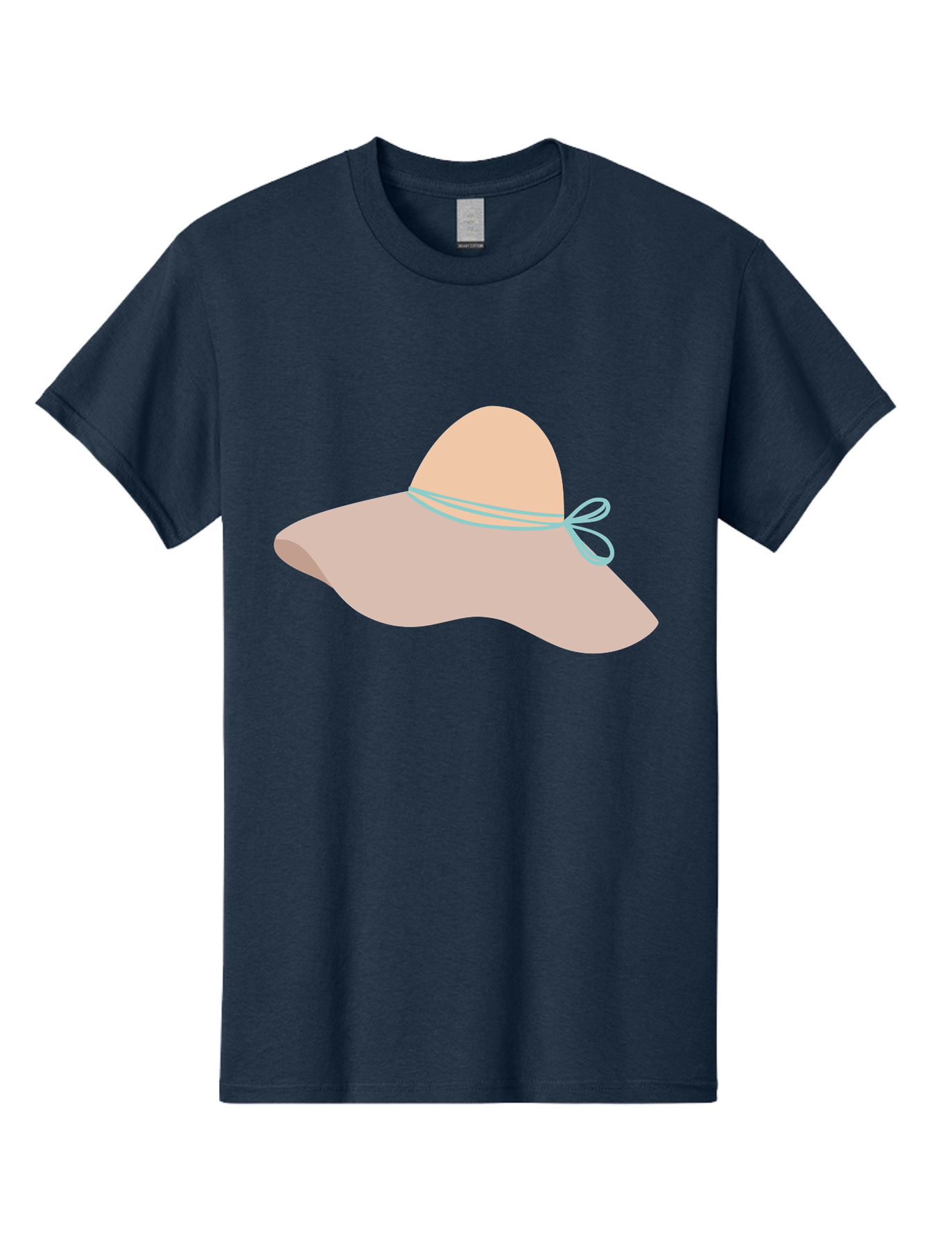 Floppy-Hat Men'S Graphic Tee, 100% Cotton, Comfortable Casual Summer Wear, Machine Washable, Summer Hat, Beach Hat, Sun Protection, Stylish Accessory, Fashion Statement, Pink Color, Blue Ribbon, Elegant Design, Women'S Fashion, Warm Weather Aac034