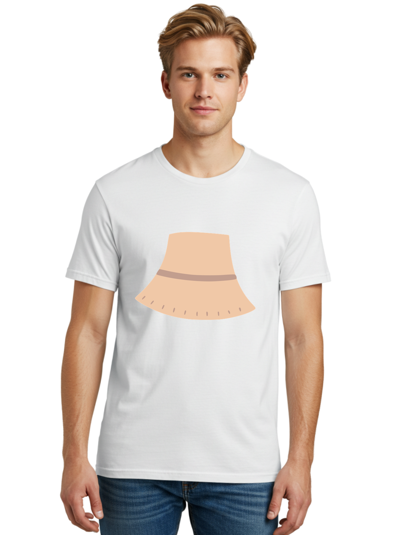 Floppy-Sun-Hat Men'S Graphic Tee, 100% Cotton, Comfortable Casual Summer Wear, Machine Washable, Floppy Hat, Wide Brim, Beige Color, Fashion Accessory, Summer Hat, Sun Protection, Stylish Hat, Casual Wear Aac035
