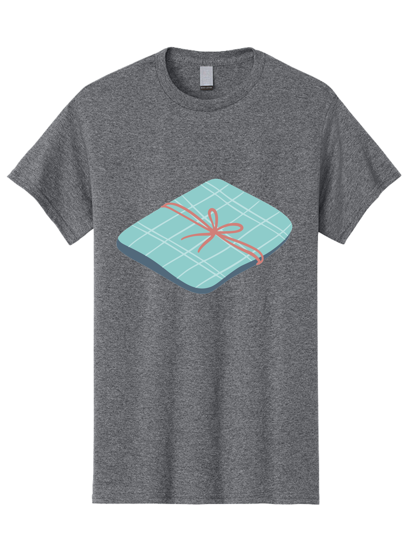 Gift-Box Men'S Graphic Tee, 100% Cotton, Comfortable Casual Summer Wear, Machine Washable, Wrapped Gift, Plaid Pattern, Red Ribbon, Bow, Present, Gift Idea, Celebration, Festive, Occasion, Special Day, Packaging Aac037