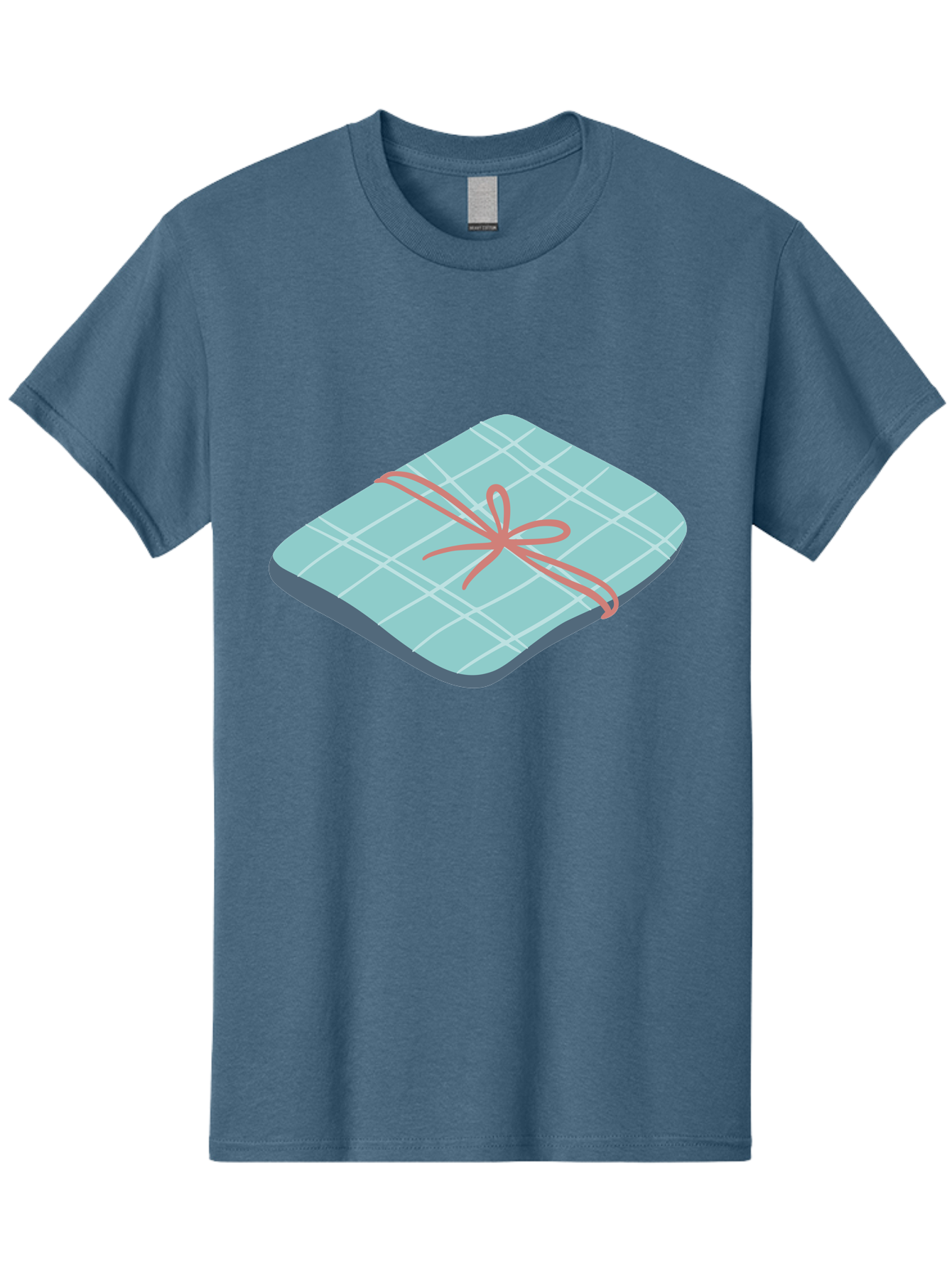 Gift-Box Men'S Graphic Tee, 100% Cotton, Comfortable Casual Summer Wear, Machine Washable, Wrapped Gift, Plaid Pattern, Red Ribbon, Bow, Present, Gift Idea, Celebration, Festive, Occasion, Special Day, Packaging Aac037