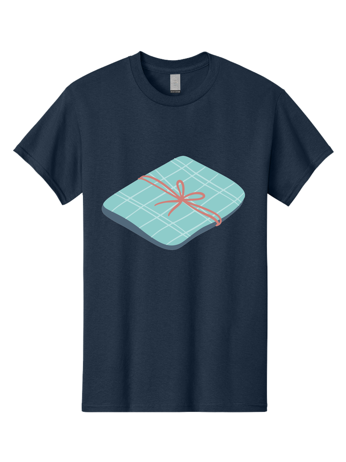 Gift-Box Men'S Graphic Tee, 100% Cotton, Comfortable Casual Summer Wear, Machine Washable, Wrapped Gift, Plaid Pattern, Red Ribbon, Bow, Present, Gift Idea, Celebration, Festive, Occasion, Special Day, Packaging Aac037