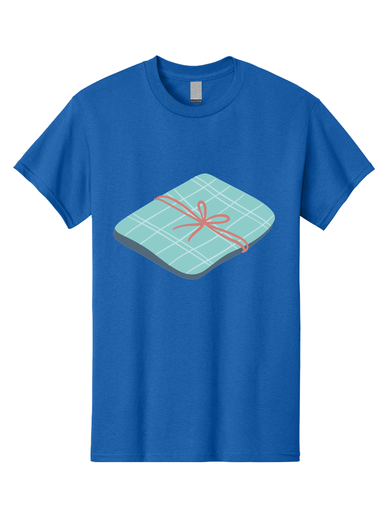 Gift-Box Men'S Graphic Tee, 100% Cotton, Comfortable Casual Summer Wear, Machine Washable, Wrapped Gift, Plaid Pattern, Red Ribbon, Bow, Present, Gift Idea, Celebration, Festive, Occasion, Special Day, Packaging Aac037