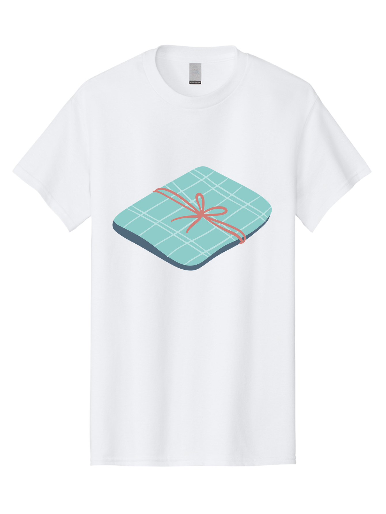 Gift-Box Men'S Graphic Tee, 100% Cotton, Comfortable Casual Summer Wear, Machine Washable, Wrapped Gift, Plaid Pattern, Red Ribbon, Bow, Present, Gift Idea, Celebration, Festive, Occasion, Special Day, Packaging Aac037