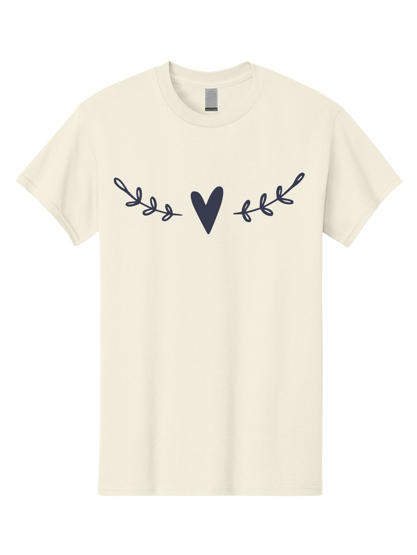 Heart-Laurel Men'S Graphic Tee, 100% Cotton, Comfortable Casual Summer Wear, Machine Washable, Dark Purple Heart, Leafy Branches, Floral Design, Love Symbol, Natural Elements, Simple Graphics, Minimalist Art, Heart Shape Aac047