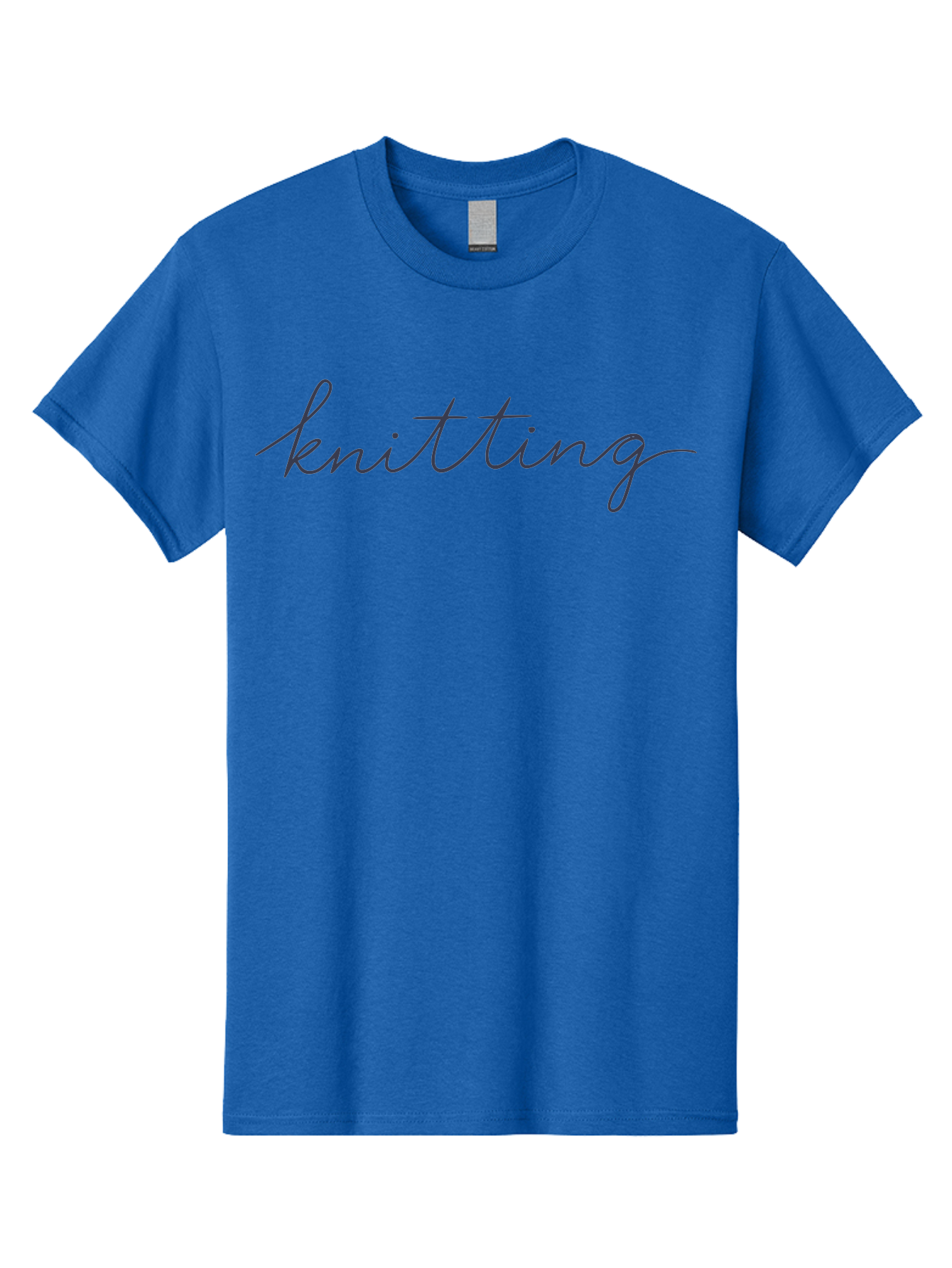 Knitting Men'S Graphic Tee, 100% Cotton, Comfortable Casual Summer Wear, Machine Washable, Knitting Text, Cursive Script, Dark Blue Lettering, Textile Art, Handmade Crafts, Yarn Work, Knitting Hobby Aac052