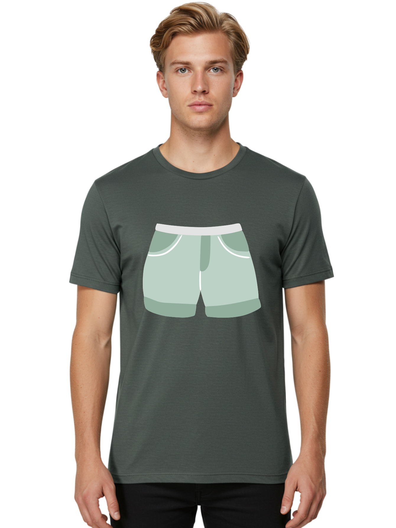 Light-Green-Shorts Men'S Graphic Tee, 100% Cotton, Comfortable Casual Summer Wear, Machine Washable, Men'S Underwear, Boxer Shorts, Comfortable Clothing, Casual Wear, Relaxed Fit, Simple Design, Gray Color Aac053