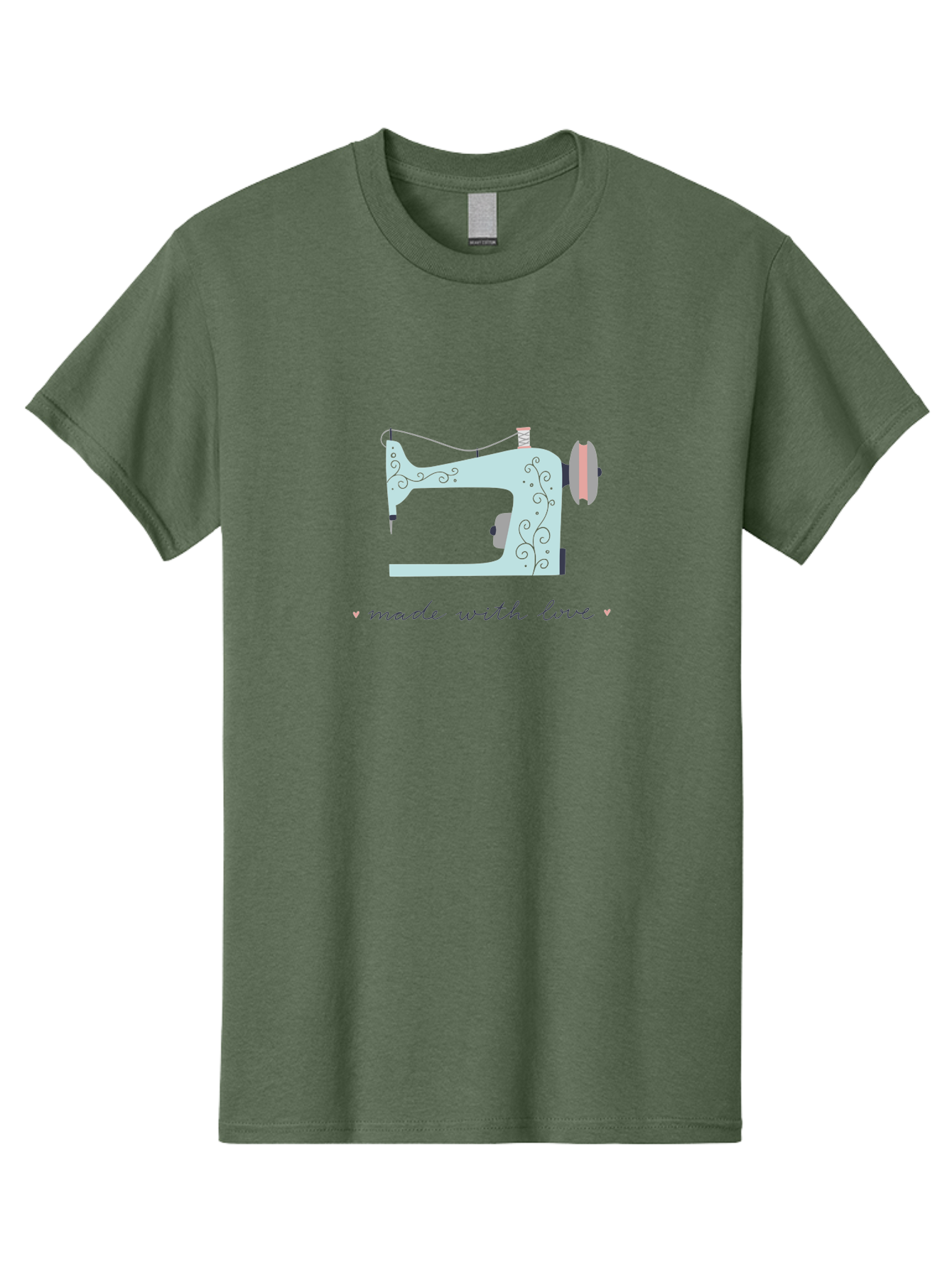 Made-With-Love-1 Men'S Graphic Tee, 100% Cotton, Comfortable Casual Summer Wear, Machine Washable, Vintage Sewing Machine, Handmade With Love, Sewing, Embroidery, Craft, Diy, Tailoring, Fashion Design Aac054