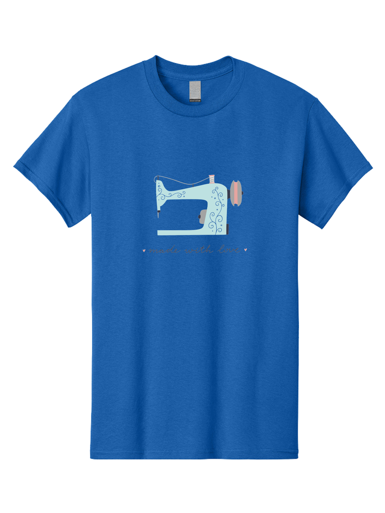Made-With-Love-1 Men'S Graphic Tee, 100% Cotton, Comfortable Casual Summer Wear, Machine Washable, Vintage Sewing Machine, Handmade With Love, Sewing, Embroidery, Craft, Diy, Tailoring, Fashion Design Aac054