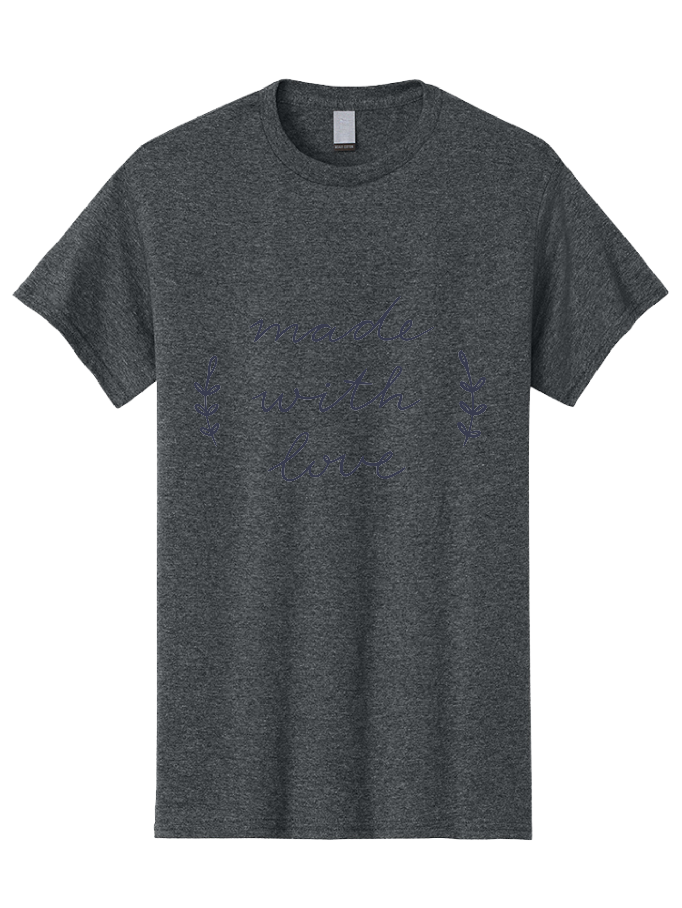 Made-With-Love Men'S Graphic Tee, 100% Cotton, Comfortable Casual Summer Wear, Machine Washable, Handwritten Typography, Love Message, Decorative Elements, Floral Motifs, Heartwarming Quote, Craftsmanship, Handmade Label Aac056