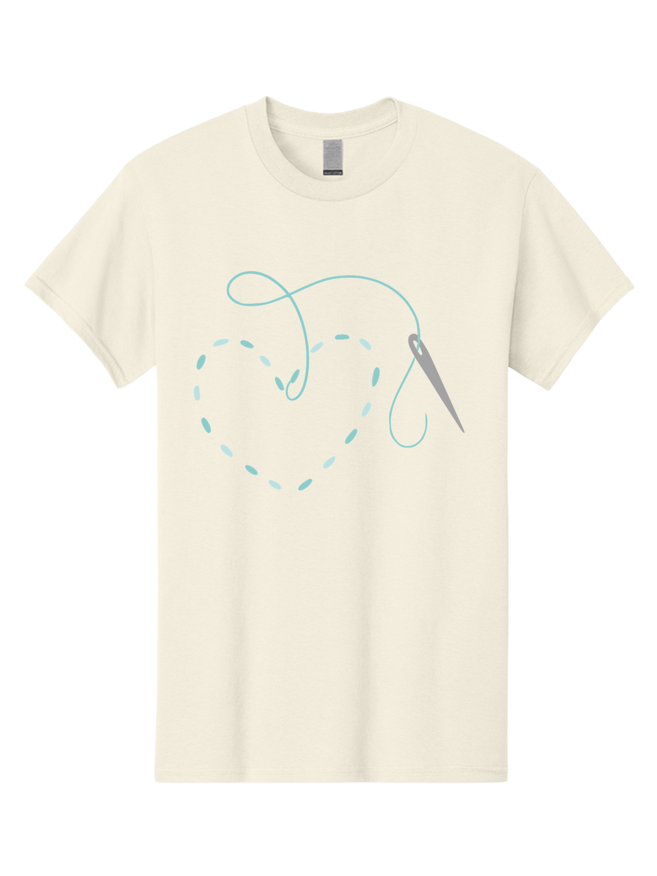 Needle-And-Thread Men'S Graphic Tee, 100% Cotton, Comfortable Casual Summer Wear, Machine Washable, Sewing Needle, Thread Stitching, Embroidery Art, Sewing Crafts, Needlework, Thread Loop, Creative Stitching Aac059