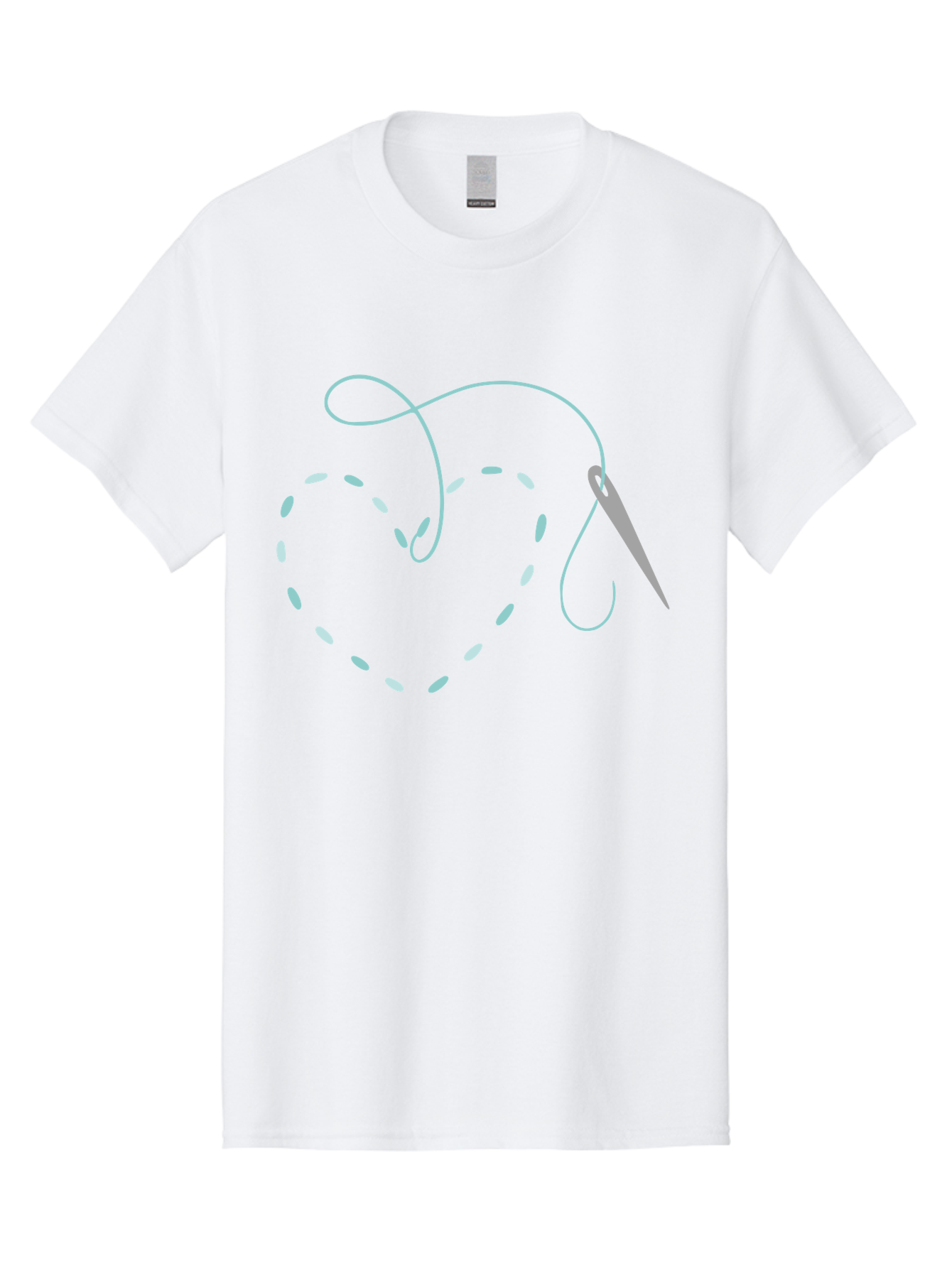 Needle-And-Thread Men'S Graphic Tee, 100% Cotton, Comfortable Casual Summer Wear, Machine Washable, Sewing Needle, Thread Stitching, Embroidery Art, Sewing Crafts, Needlework, Thread Loop, Creative Stitching Aac059