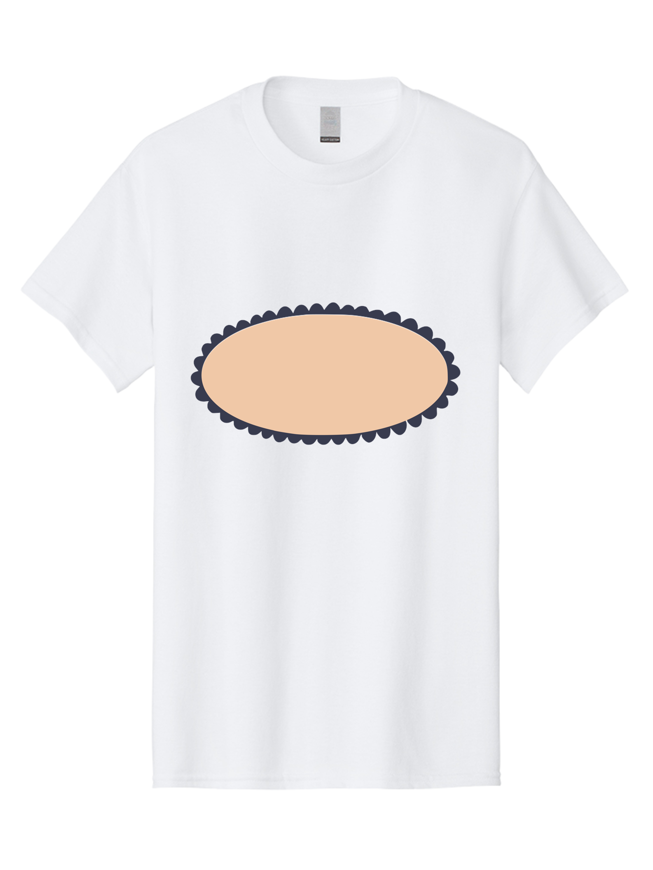 Oval-Badge Men'S Graphic Tee, 100% Cotton, Comfortable Casual Summer Wear, Machine Washable, Oval Shape, Decorative Frame, Beige And Black, Ornate Design, Blank Space, Graphic Element, Simple Illustration, Elegant Border Aac062