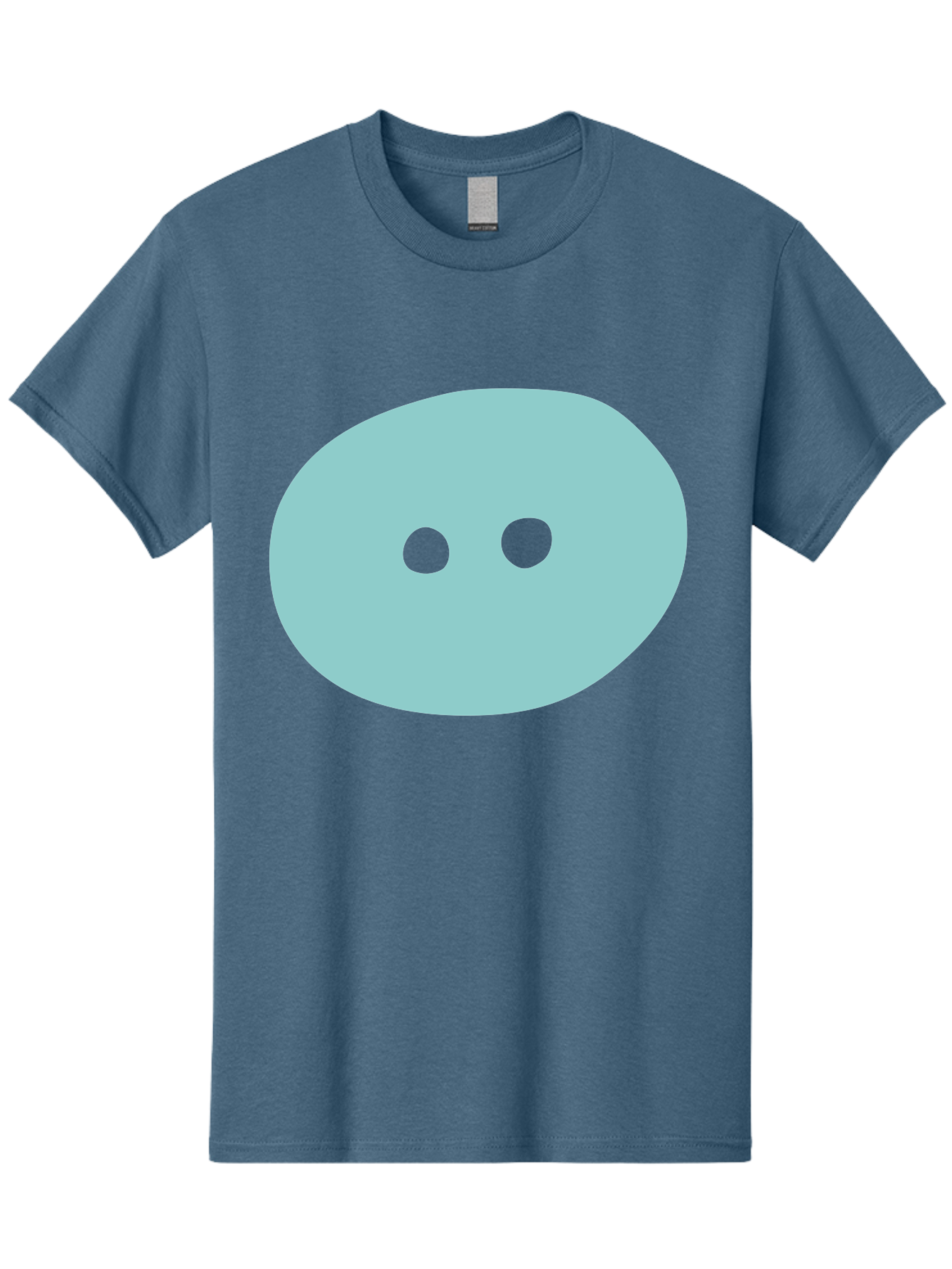 Oval-Shape Men'S Graphic Tee, 100% Cotton, Comfortable Casual Summer Wear, Machine Washable, Simple Face, Minimalist Design, Cartoon Character, Oval Shape, Two Eyes, Cute Expression, Digital Art, Modern Illustration Aac064