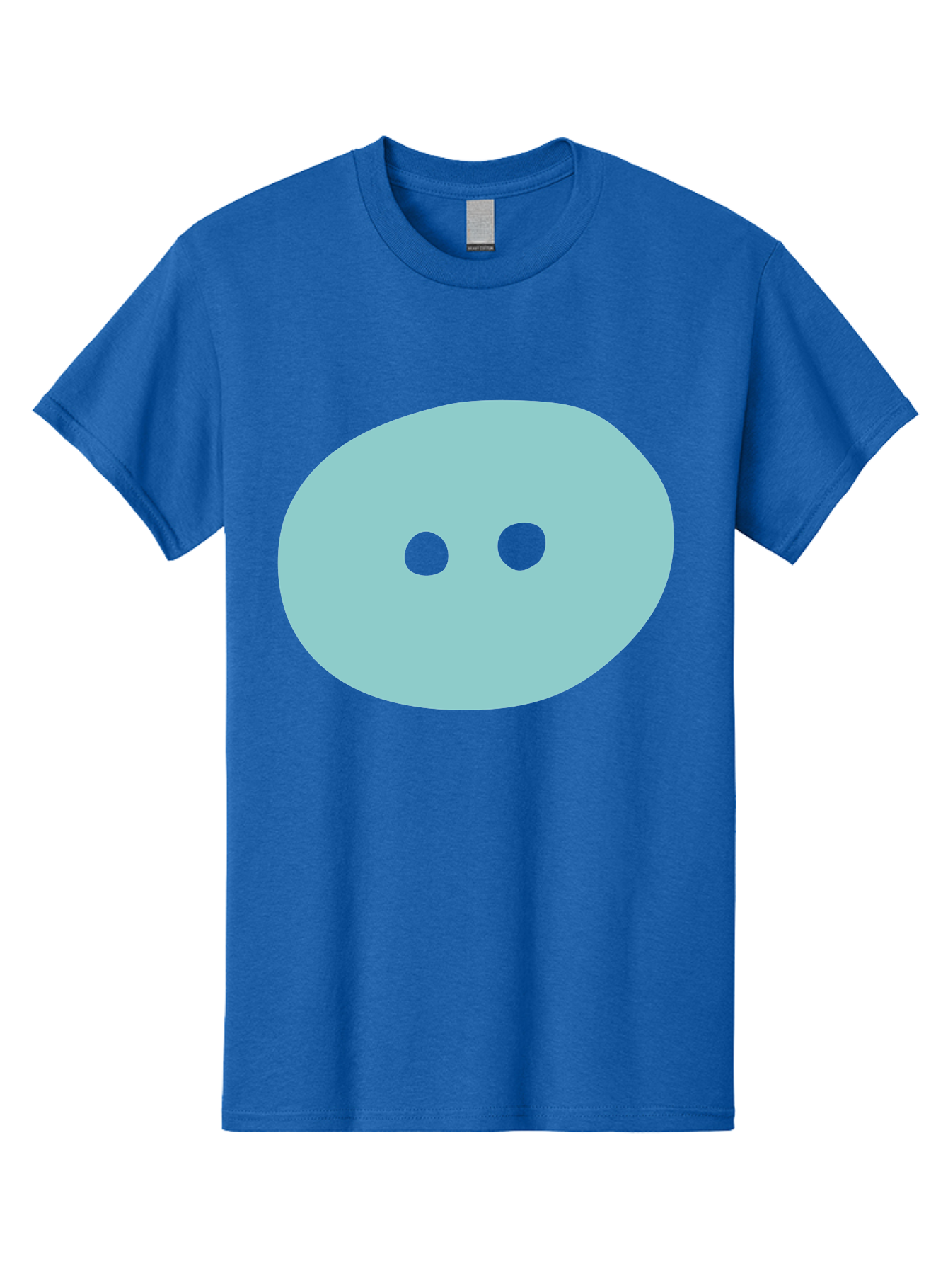 Oval-Shape Men'S Graphic Tee, 100% Cotton, Comfortable Casual Summer Wear, Machine Washable, Simple Face, Minimalist Design, Cartoon Character, Oval Shape, Two Eyes, Cute Expression, Digital Art, Modern Illustration Aac064