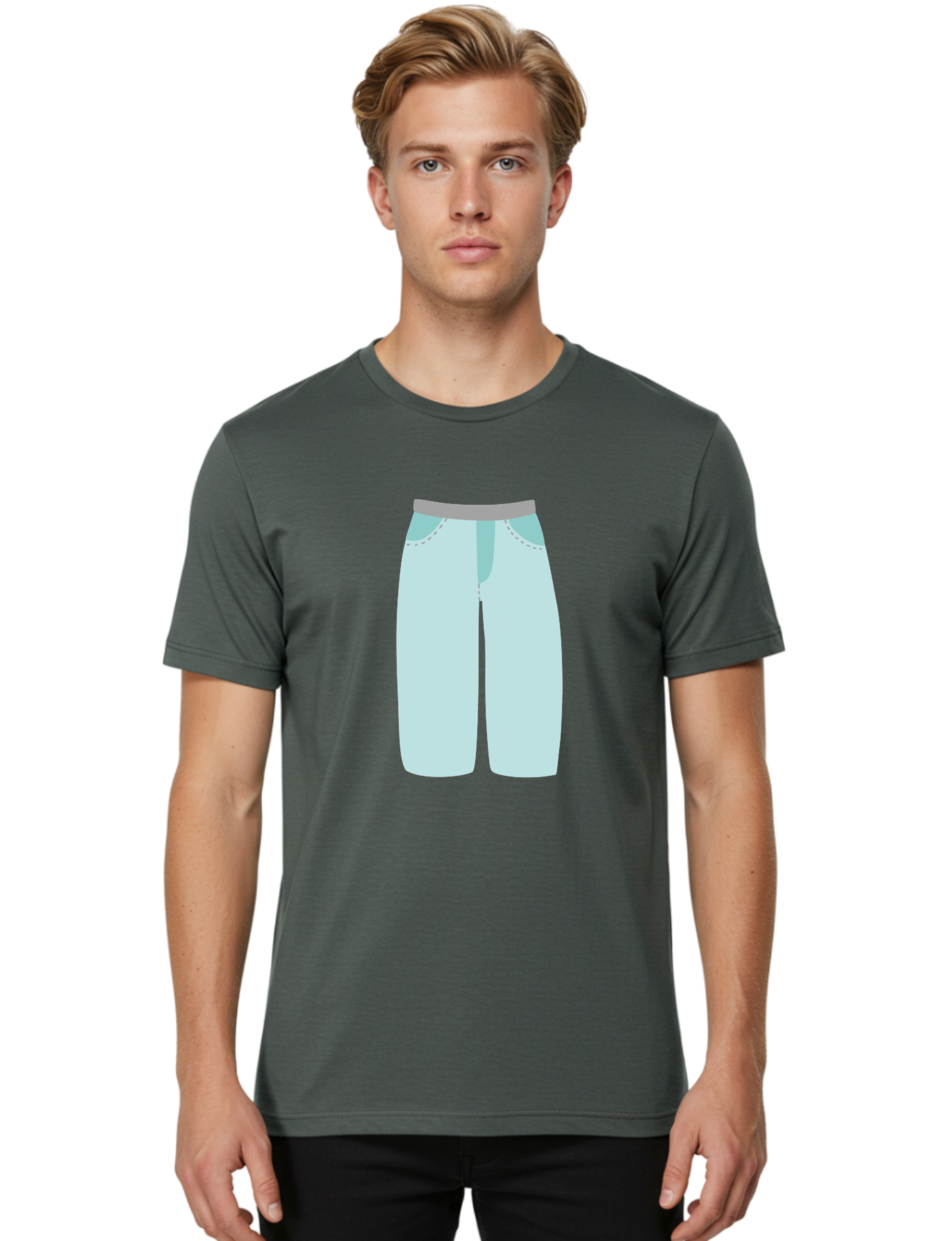 Pajama-Pants Men'S Graphic Tee, 100% Cotton, Comfortable Casual Summer Wear, Machine Washable, Light Blue Pants, Gray Waistband, Back Pockets, Casual Wear, Comfortable Clothing, Simple Design, Minimal Style, Fashion Illustration Aac066