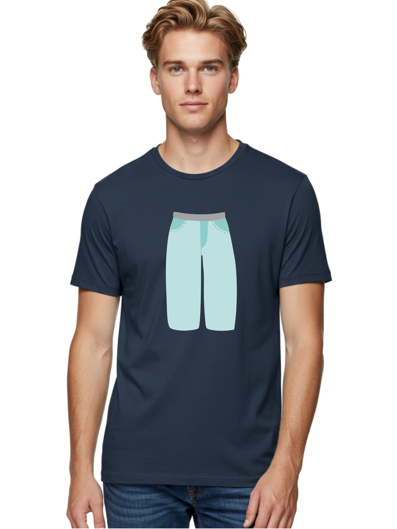 Pajama-Pants Men'S Graphic Tee, 100% Cotton, Comfortable Casual Summer Wear, Machine Washable, Light Blue Pants, Gray Waistband, Back Pockets, Casual Wear, Comfortable Clothing, Simple Design, Minimal Style, Fashion Illustration Aac066