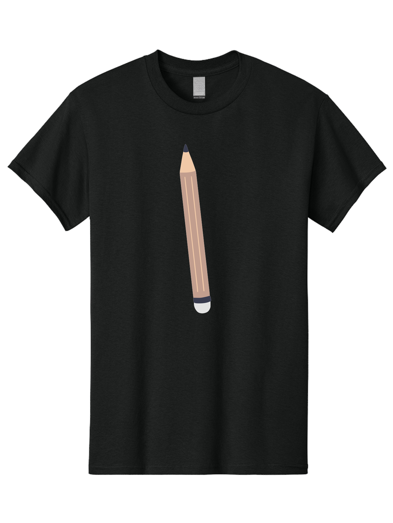 Pencil Men'S Graphic Tee, 100% Cotton, Comfortable Casual Summer Wear, Machine Washable, Wooden Pencil, Sharp Tip, Black Ferrule, White Eraser, Stationery Item, Writing Tool, Drawing Instrument, Office Supply Aac067