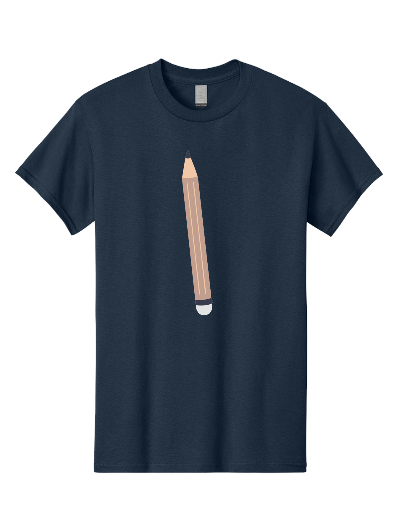 Pencil Men'S Graphic Tee, 100% Cotton, Comfortable Casual Summer Wear, Machine Washable, Wooden Pencil, Sharp Tip, Black Ferrule, White Eraser, Stationery Item, Writing Tool, Drawing Instrument, Office Supply Aac067