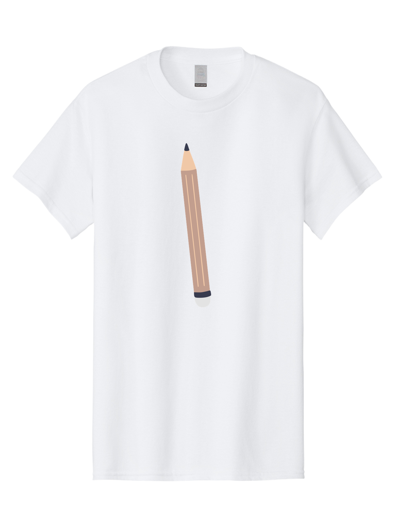 Pencil Men'S Graphic Tee, 100% Cotton, Comfortable Casual Summer Wear, Machine Washable, Wooden Pencil, Sharp Tip, Black Ferrule, White Eraser, Stationery Item, Writing Tool, Drawing Instrument, Office Supply Aac067
