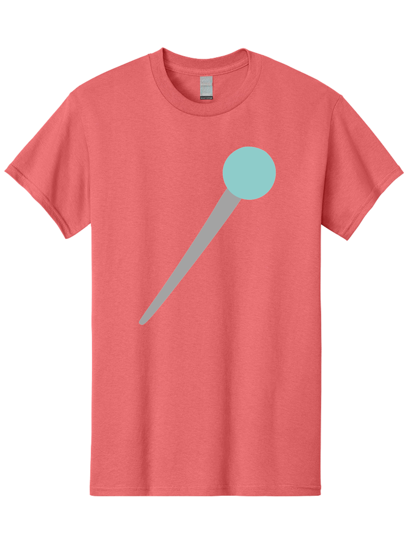 Pin-1 Men'S Graphic Tee, 100% Cotton, Comfortable Casual Summer Wear, Machine Washable, Thumbtack, Push Pin, Office Supplies, Stationery, Gray Metal, Light Blue Head, Simple Design, Minimalist Icon Aac069