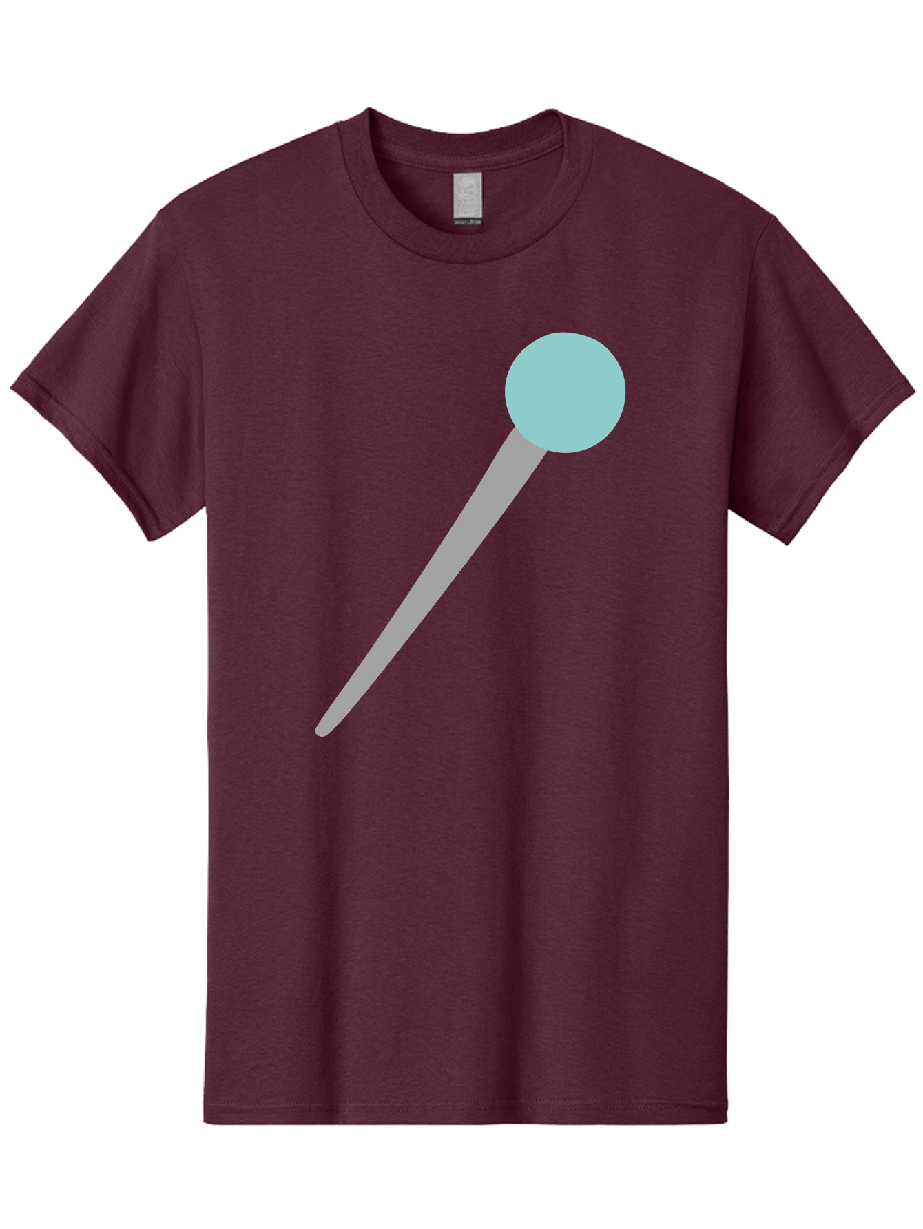 Pin-1 Men'S Graphic Tee, 100% Cotton, Comfortable Casual Summer Wear, Machine Washable, Thumbtack, Push Pin, Office Supplies, Stationery, Gray Metal, Light Blue Head, Simple Design, Minimalist Icon Aac069