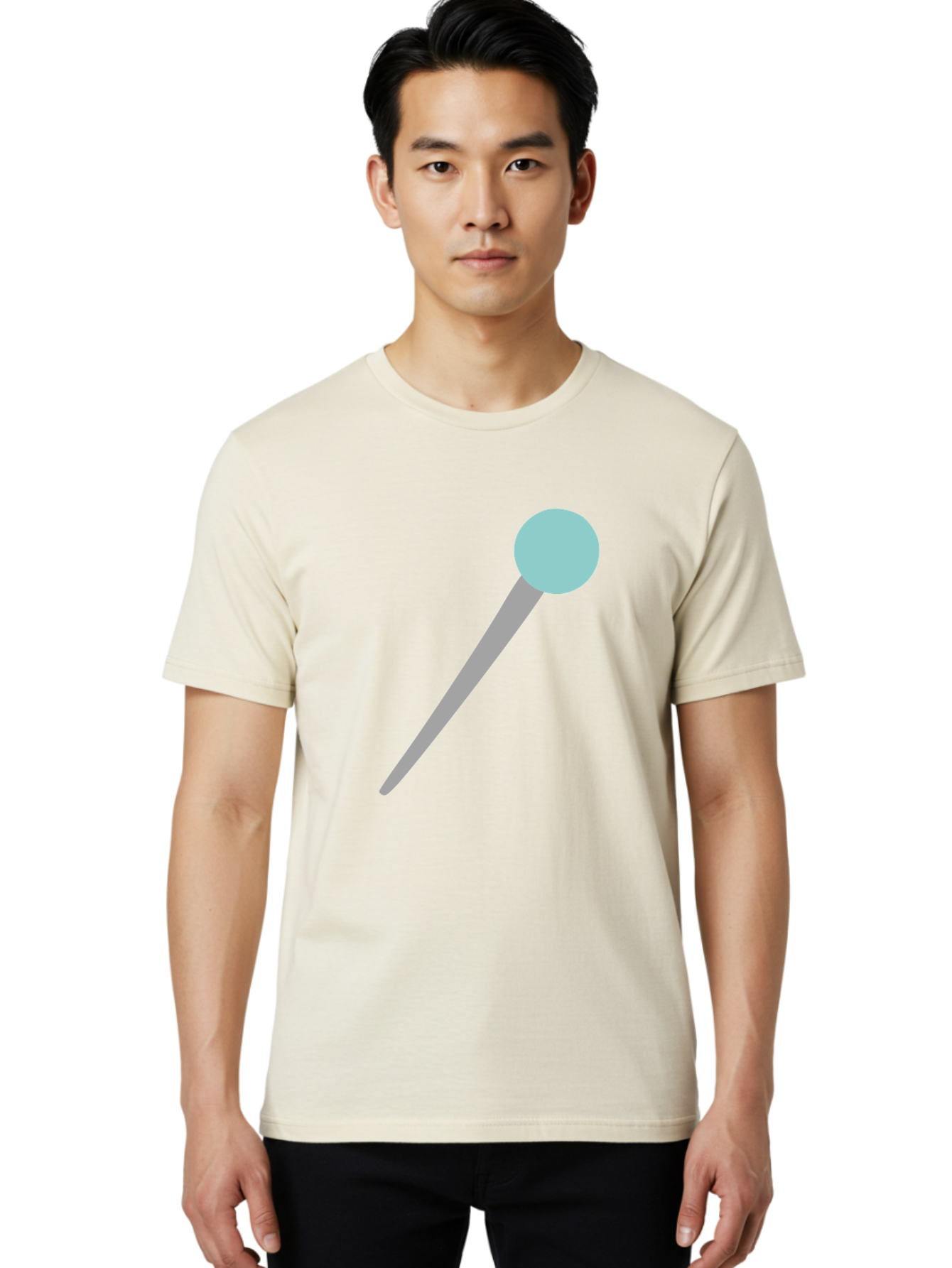 Pin-1 Men'S Graphic Tee, 100% Cotton, Comfortable Casual Summer Wear, Machine Washable, Thumbtack, Push Pin, Office Supplies, Stationery, Gray Metal, Light Blue Head, Simple Design, Minimalist Icon Aac069