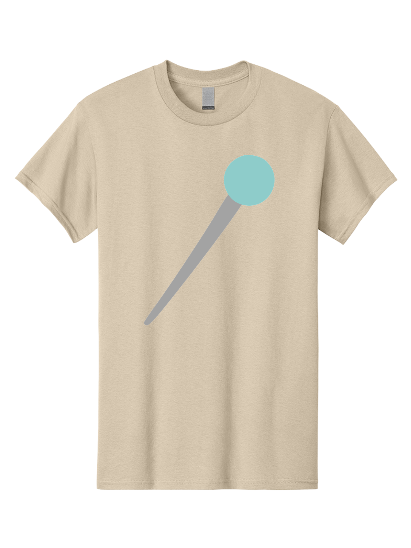 Pin-1 Men'S Graphic Tee, 100% Cotton, Comfortable Casual Summer Wear, Machine Washable, Thumbtack, Push Pin, Office Supplies, Stationery, Gray Metal, Light Blue Head, Simple Design, Minimalist Icon Aac069