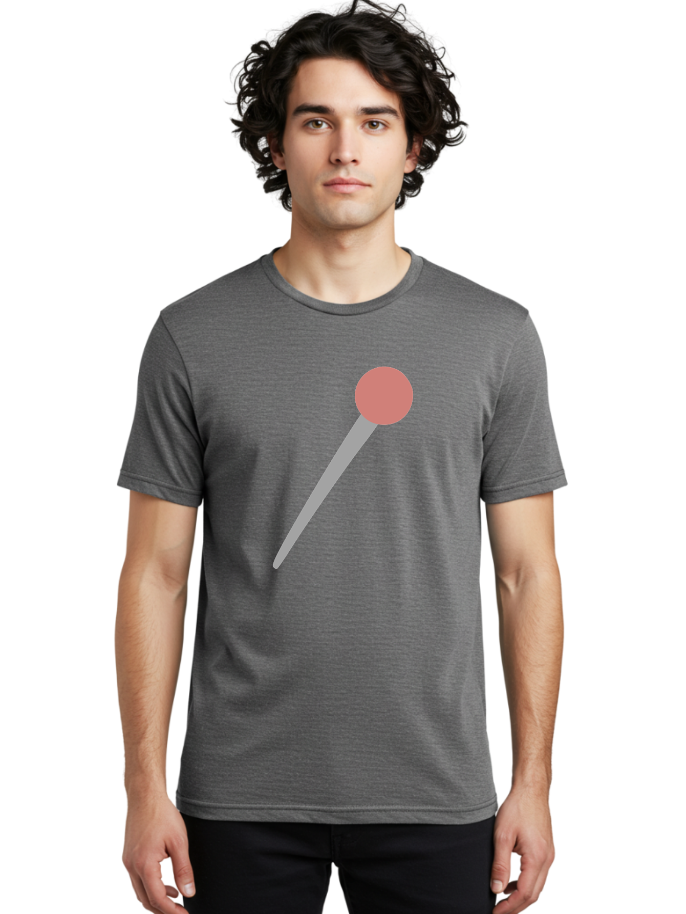 Pin Men'S Graphic Tee, 100% Cotton, Comfortable Casual Summer Wear, Machine Washable, Push Pin, Thumb Tack, Office Supplies, Red Circle, Grey Stick, Simple Design, Minimalistic Icon, Stationery Aac071
