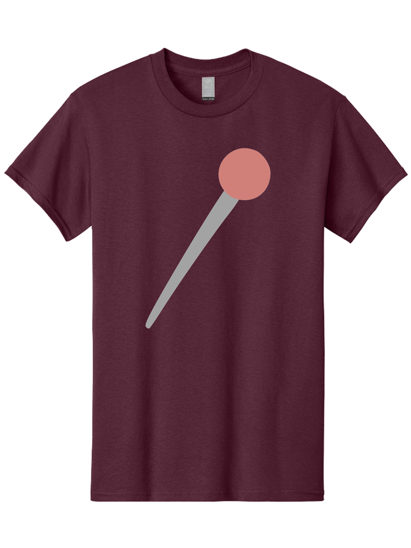 Pin Men'S Graphic Tee, 100% Cotton, Comfortable Casual Summer Wear, Machine Washable, Push Pin, Thumb Tack, Office Supplies, Red Circle, Grey Stick, Simple Design, Minimalistic Icon, Stationery Aac071