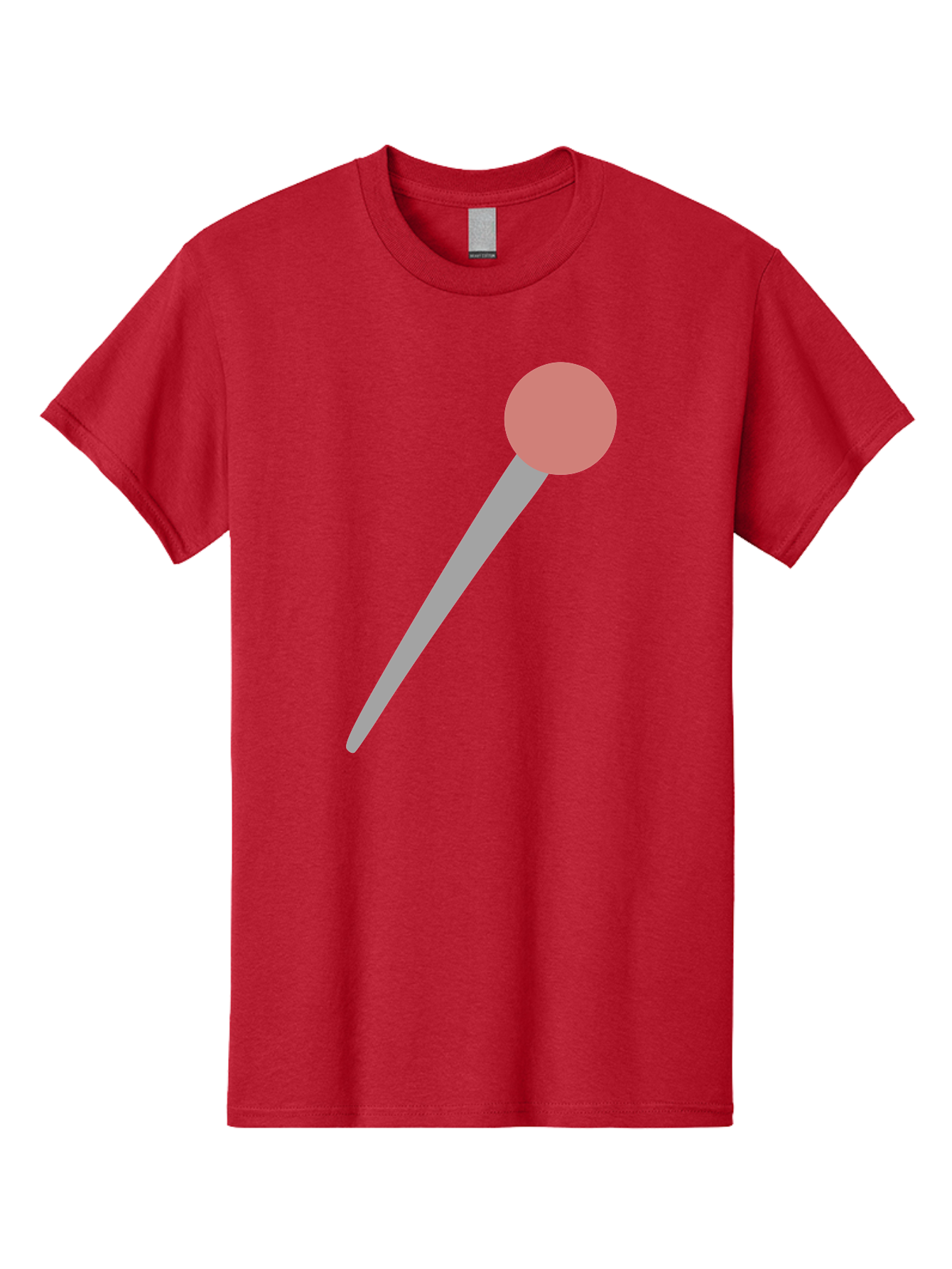 Pin Men'S Graphic Tee, 100% Cotton, Comfortable Casual Summer Wear, Machine Washable, Push Pin, Thumb Tack, Office Supplies, Red Circle, Grey Stick, Simple Design, Minimalistic Icon, Stationery Aac071