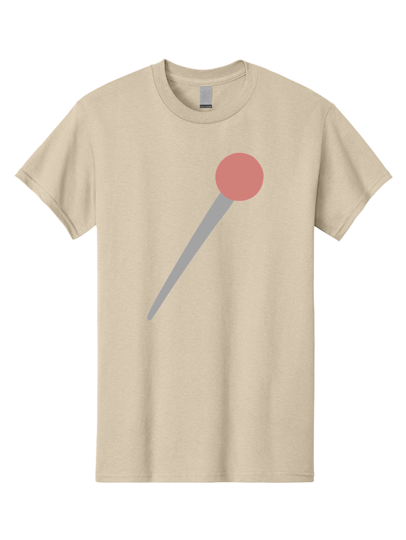 Pin Men'S Graphic Tee, 100% Cotton, Comfortable Casual Summer Wear, Machine Washable, Push Pin, Thumb Tack, Office Supplies, Red Circle, Grey Stick, Simple Design, Minimalistic Icon, Stationery Aac071