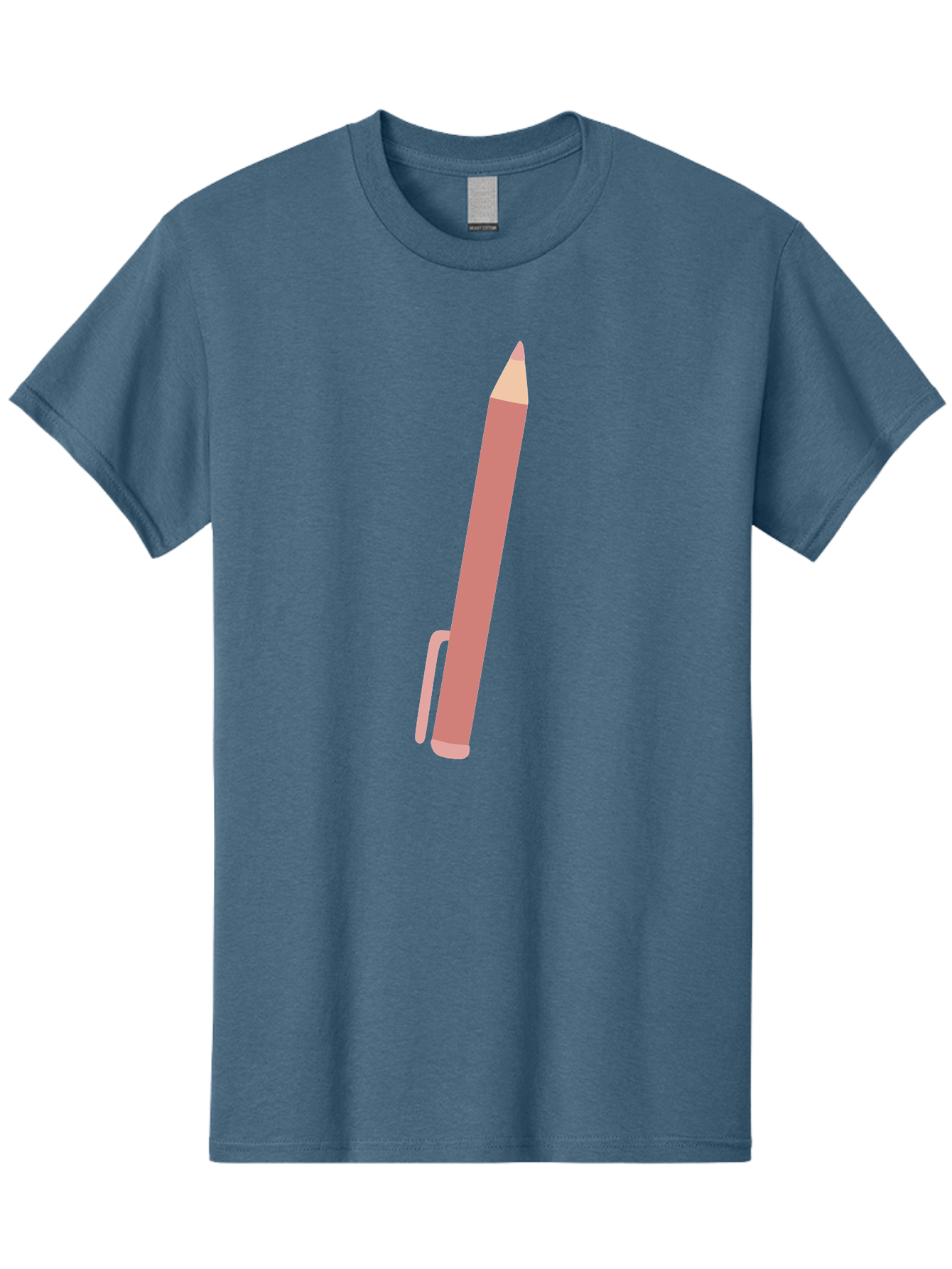 Pink-Pencil Men'S Graphic Tee, 100% Cotton, Comfortable Casual Summer Wear, Machine Washable, Pink Pen, Drawing Tool, Writing Instrument, Office Supplies, Stationery, Creative Writing, Artwork, Graphic Design Aac078