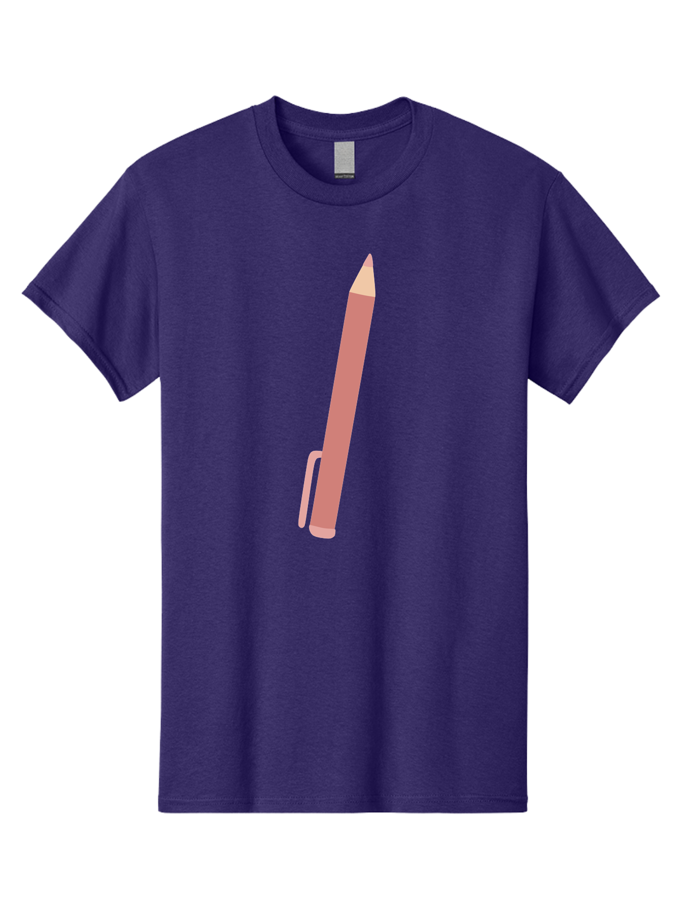Pink-Pencil Men'S Graphic Tee, 100% Cotton, Comfortable Casual Summer Wear, Machine Washable, Pink Pen, Drawing Tool, Writing Instrument, Office Supplies, Stationery, Creative Writing, Artwork, Graphic Design Aac078