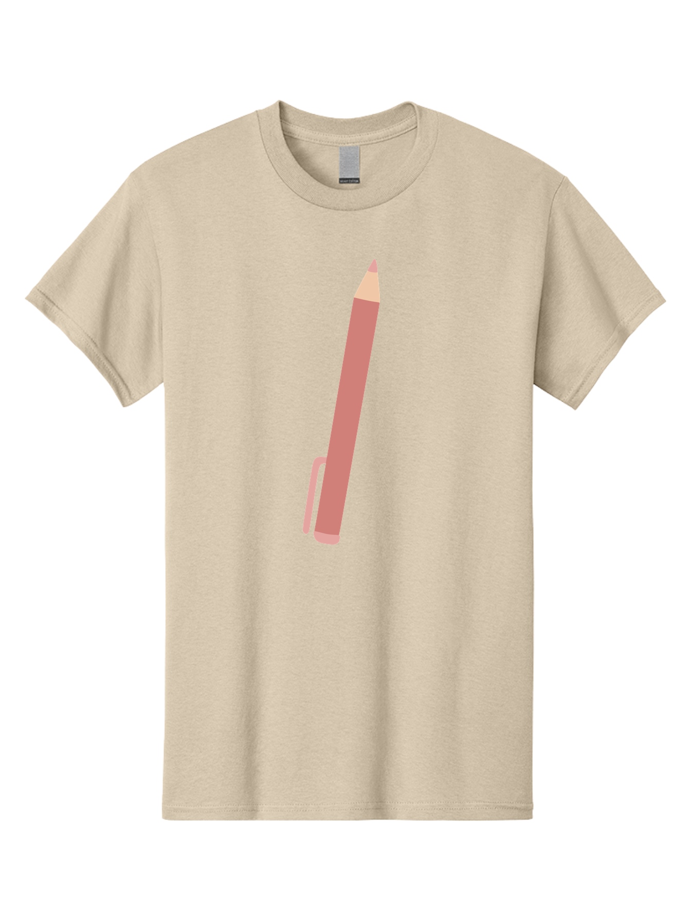 Pink-Pencil Men'S Graphic Tee, 100% Cotton, Comfortable Casual Summer Wear, Machine Washable, Pink Pen, Drawing Tool, Writing Instrument, Office Supplies, Stationery, Creative Writing, Artwork, Graphic Design Aac078