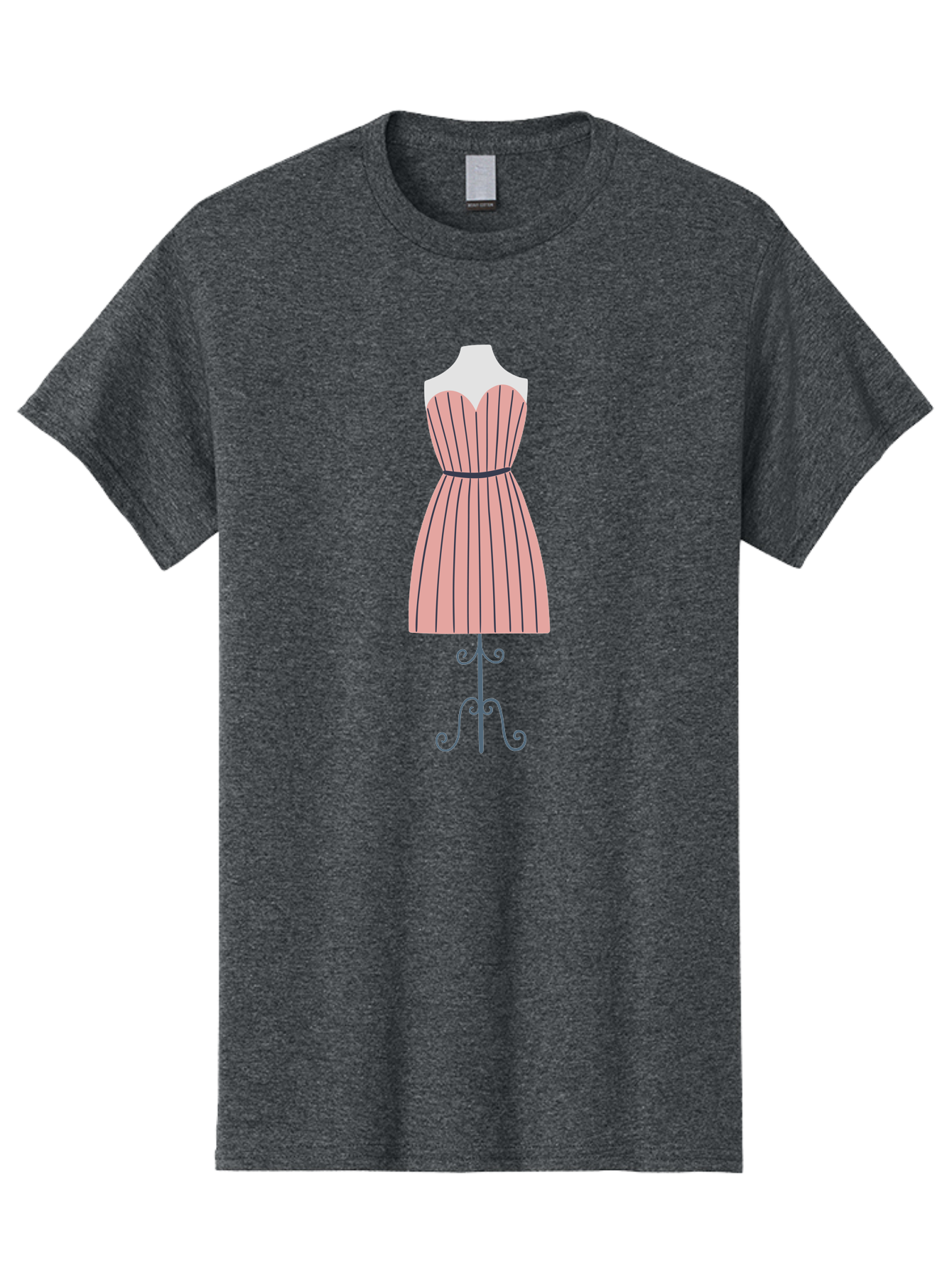 Pink-Striped-Dress Men'S Graphic Tee, 100% Cotton, Comfortable Casual Summer Wear, Machine Washable, Sweetheart Neckline Dress, Knee Length Dress, Striped Pattern, Vintage Style, Fashion Illustration, Womenswear, Designer Dress, Aac081