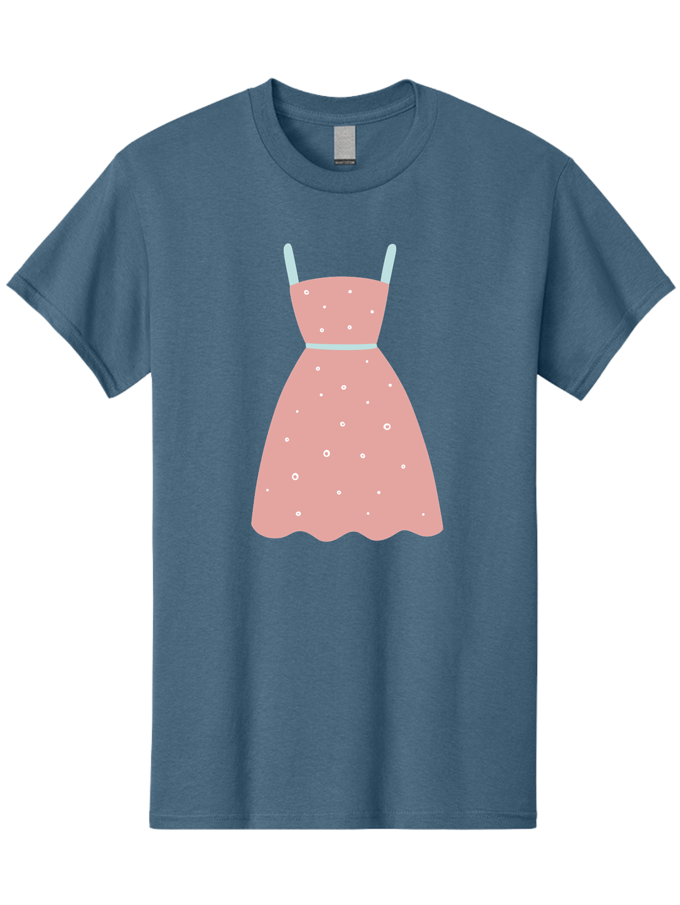 Polka-Dot-Dress Men'S Graphic Tee, 100% Cotton, Comfortable Casual Summer Wear, Machine Washable, Pink Dress, Polka Dot Pattern, Feminine Fashion, Elegant Design, White Accents, Stylish Clothing, Retro Style, Women'S Wear, Polka Dot Dress Aac085