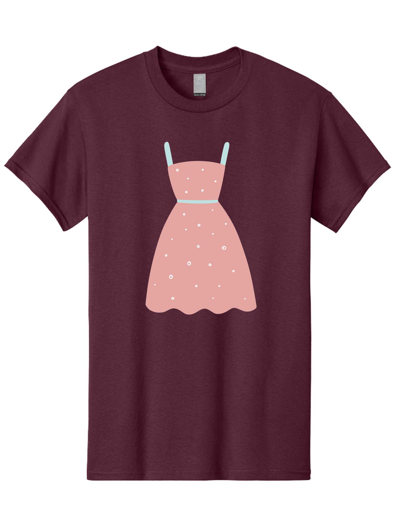 Polka-Dot-Dress Men'S Graphic Tee, 100% Cotton, Comfortable Casual Summer Wear, Machine Washable, Pink Dress, Polka Dot Pattern, Feminine Fashion, Elegant Design, White Accents, Stylish Clothing, Retro Style, Women'S Wear, Polka Dot Dress Aac085