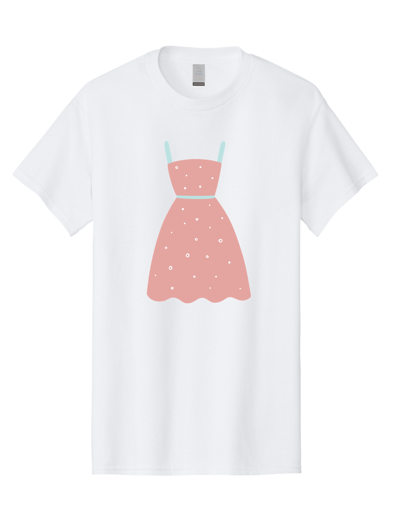 Polka-Dot-Dress Men'S Graphic Tee, 100% Cotton, Comfortable Casual Summer Wear, Machine Washable, Pink Dress, Polka Dot Pattern, Feminine Fashion, Elegant Design, White Accents, Stylish Clothing, Retro Style, Women'S Wear, Polka Dot Dress Aac085